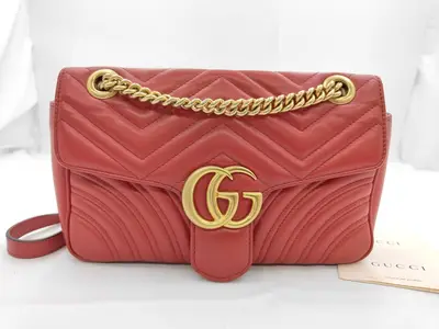 GG Marmont Red Leather Shoulder Bag 443497 G026269 658
