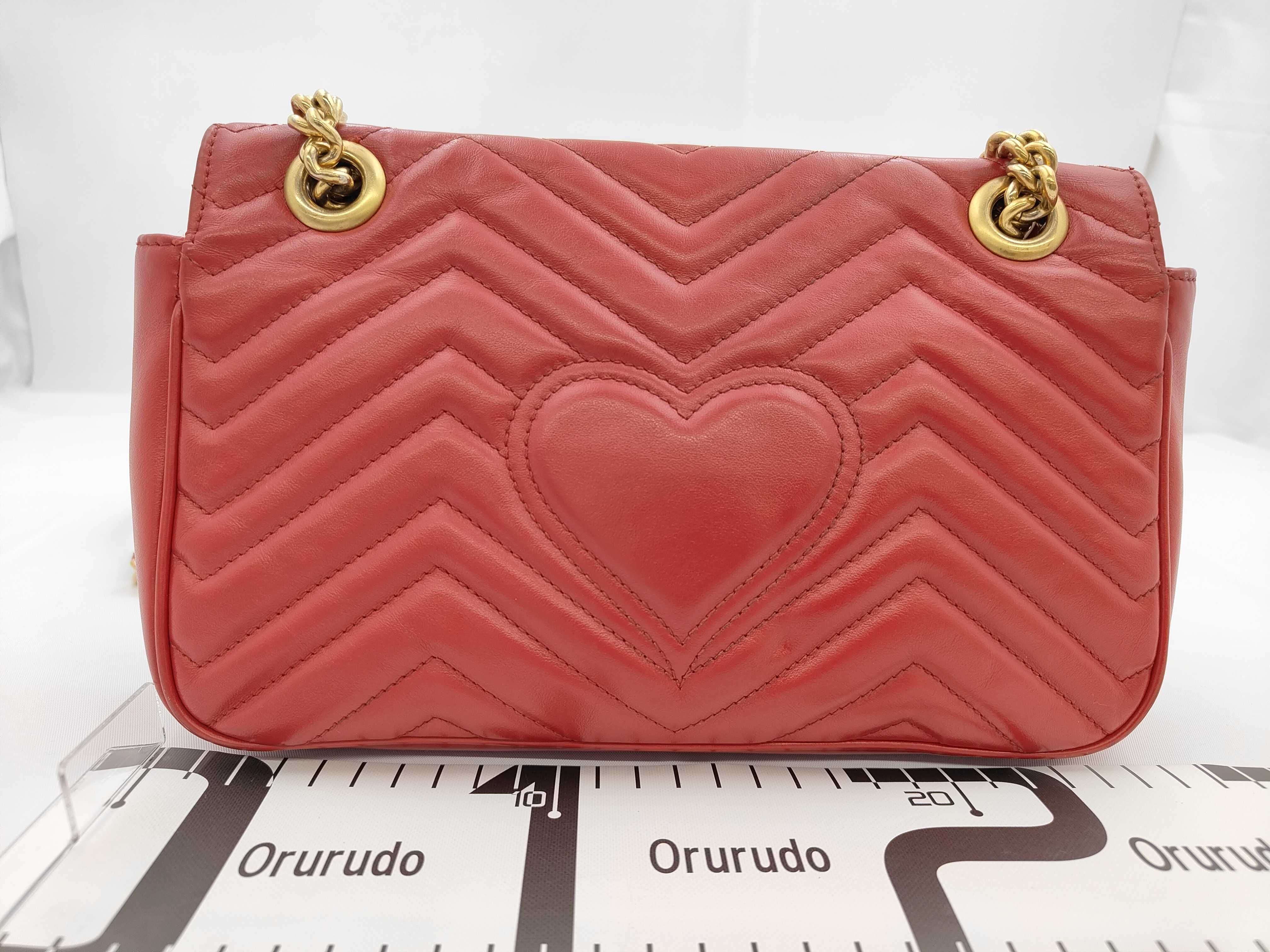 GG Marmont Red Leather Shoulder Bag 443497 G026269 658 — view 2