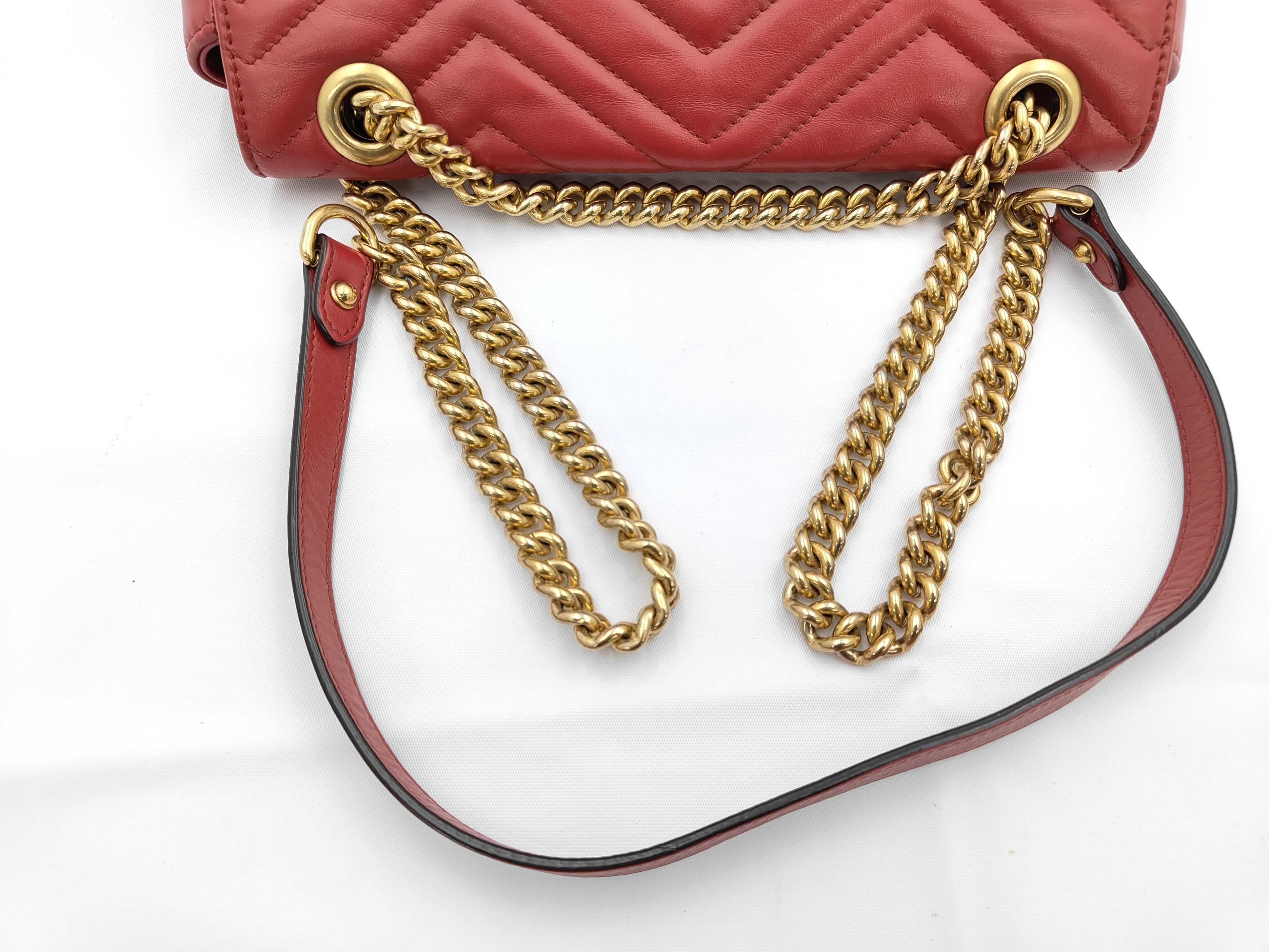GG Marmont Red Leather Shoulder Bag 443497 G026269 658 — view 3