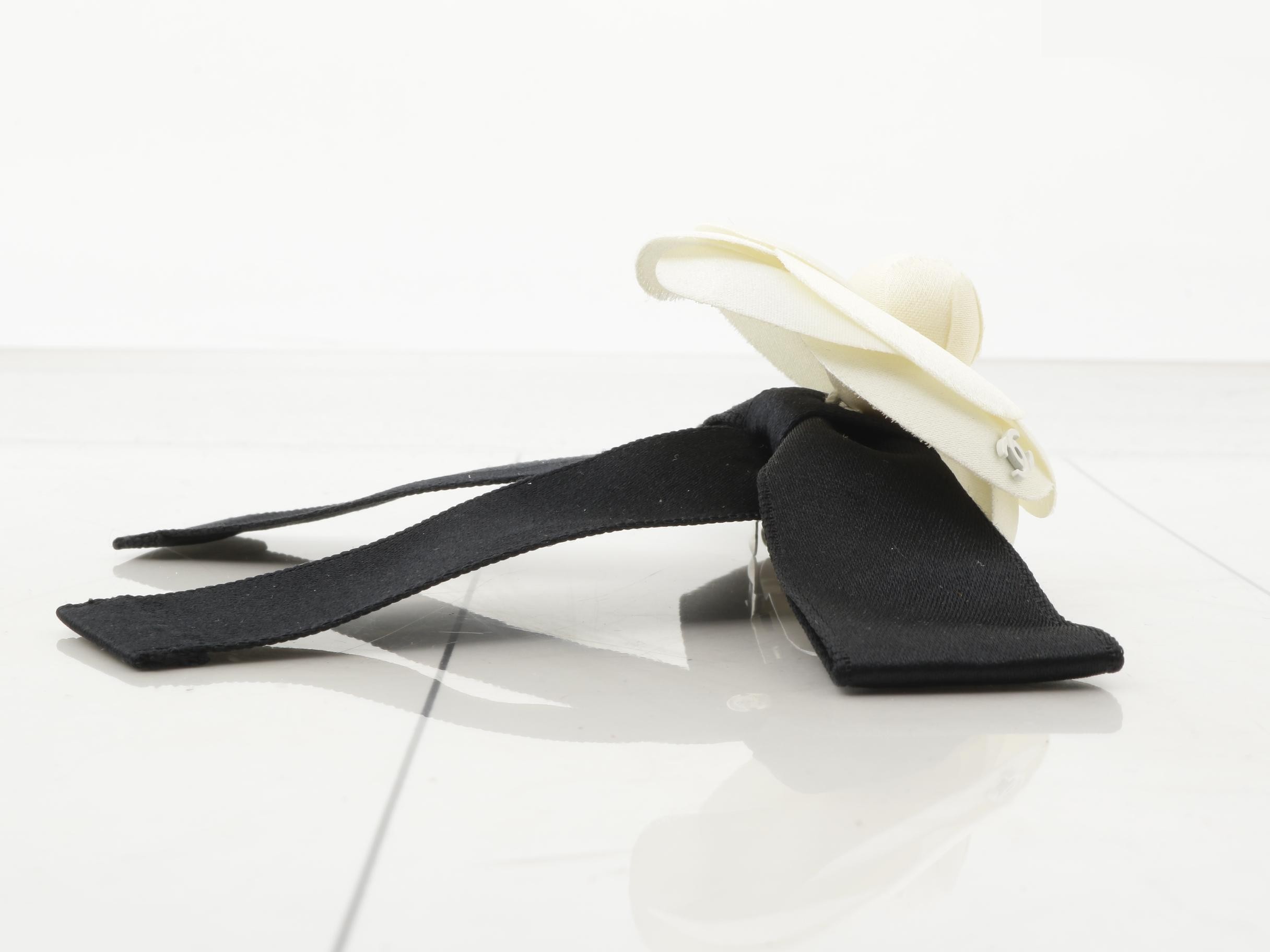 Coco Mark Camellia Barrette, with embellishments, 20A, White/Black — view 3