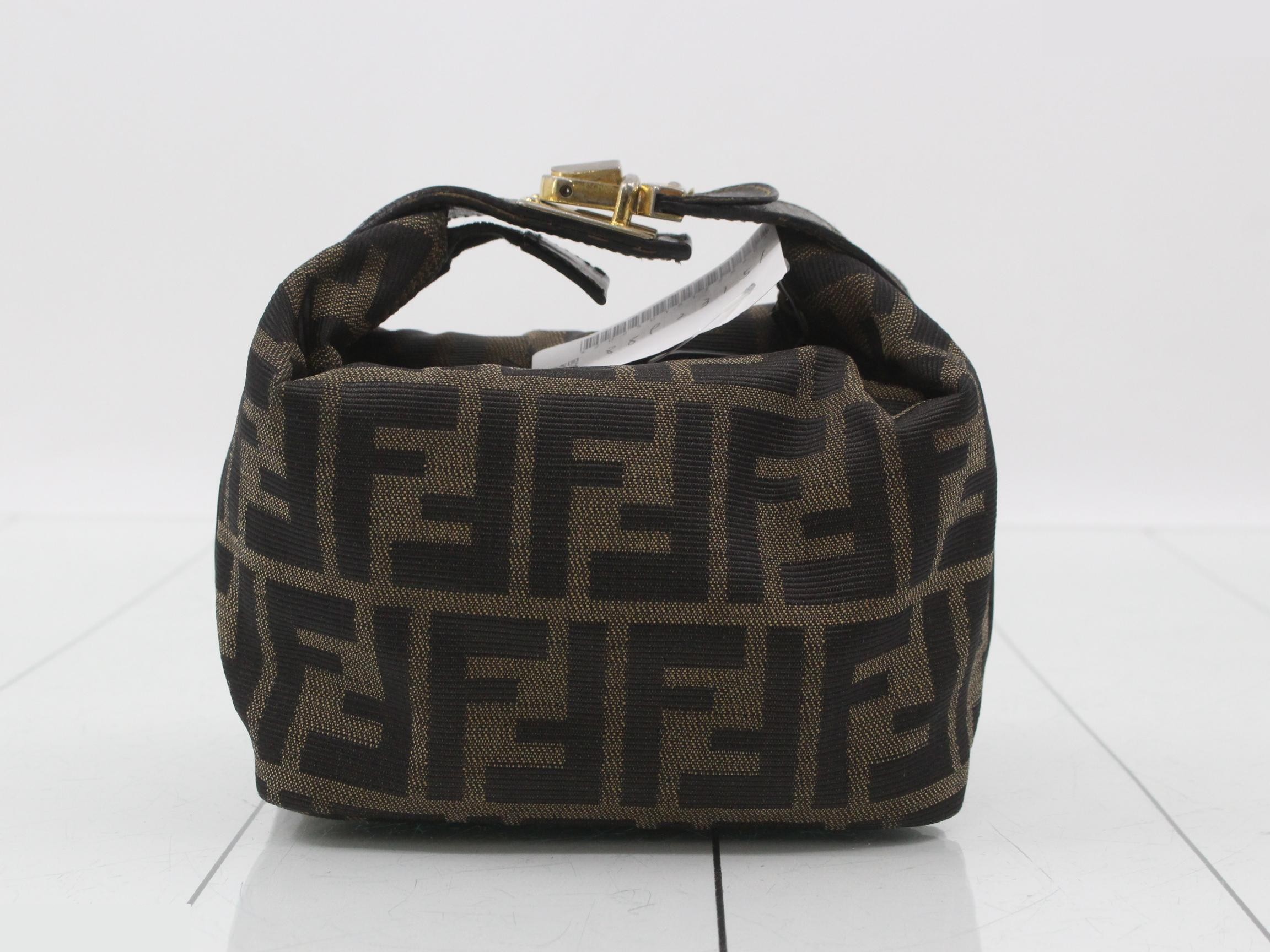 Canvas/Leather Zucca Vanity Pouch, Brown — view 2