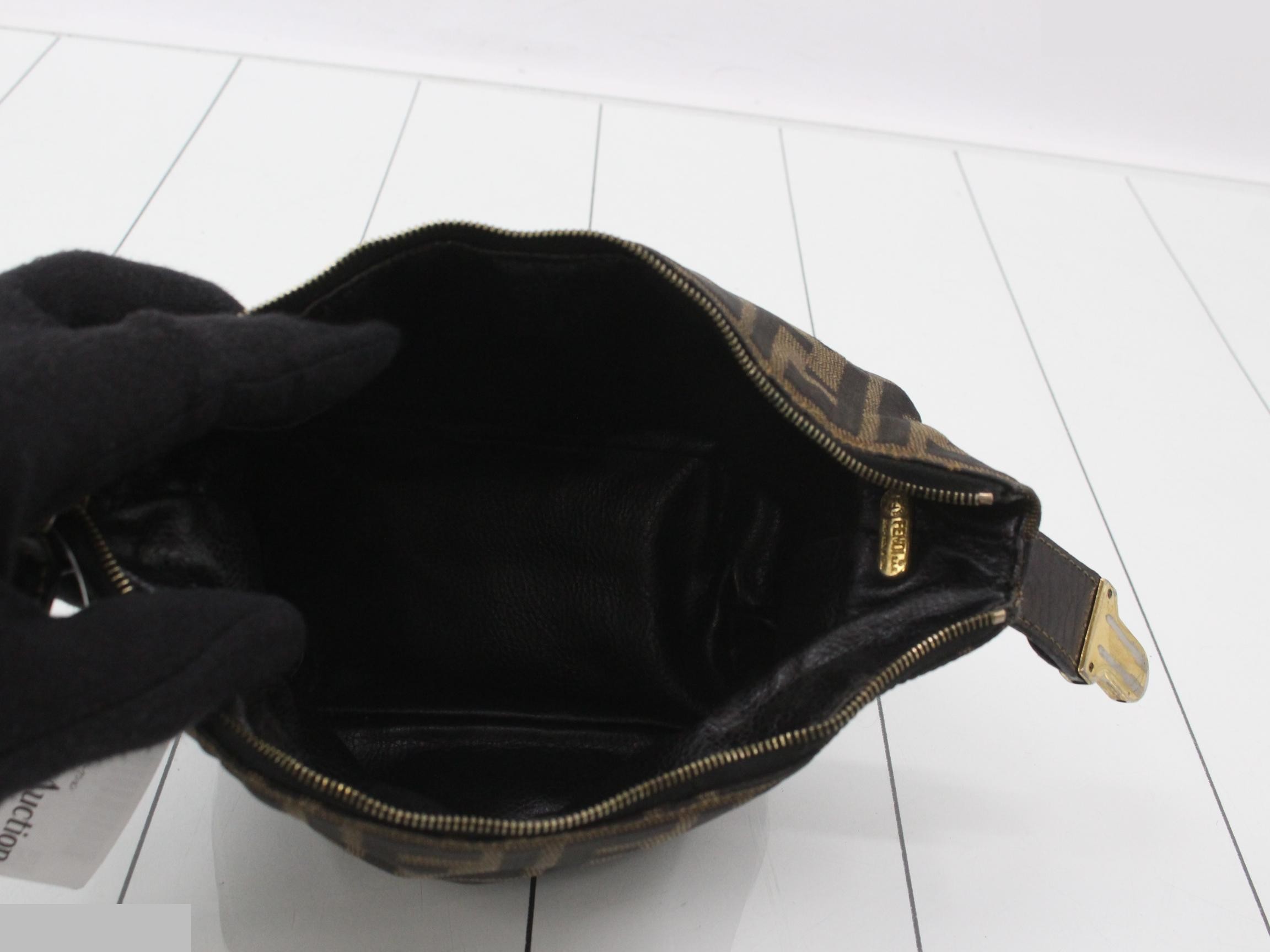 Canvas/Leather Zucca Vanity Pouch, Brown — view 4