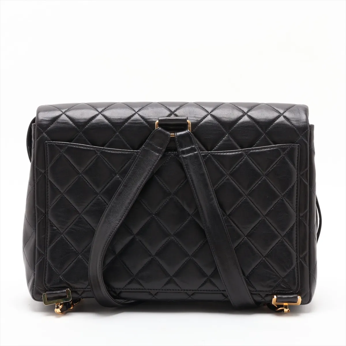 Matelassé Lambskin Chain Backpack, Black with Gold Hardware, Item Number 3731555 (Serial Number 3) — view 2