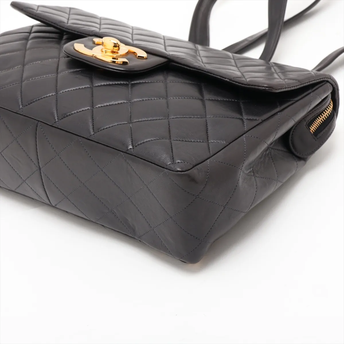 Matelassé Lambskin Chain Backpack, Black with Gold Hardware, Item Number 3731555 (Serial Number 3) — view 3