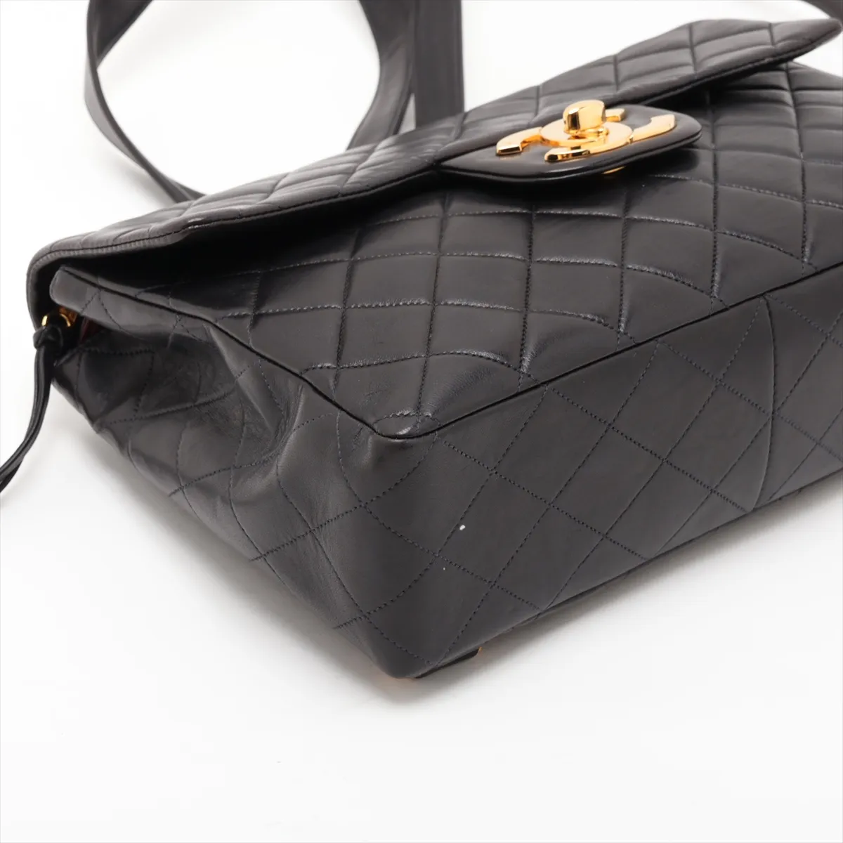 Matelassé Lambskin Chain Backpack, Black with Gold Hardware, Item Number 3731555 (Serial Number 3) — view 4