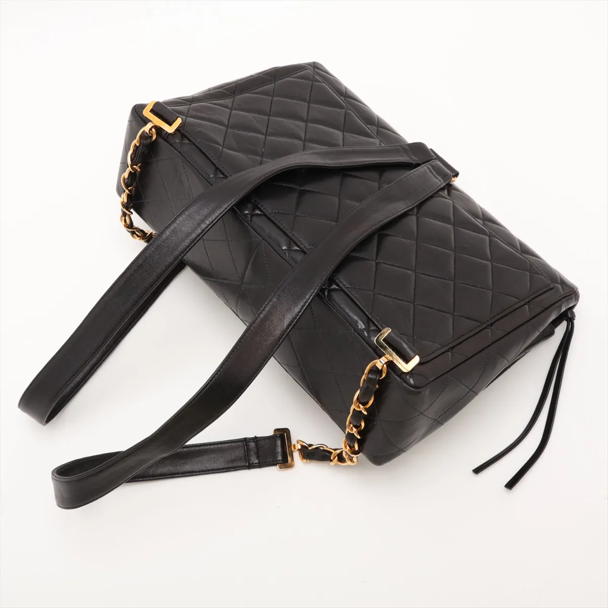 Matelassé Lambskin Chain Backpack, Black with Gold Hardware, Item Number 3731555 (Serial Number 3) — view 5