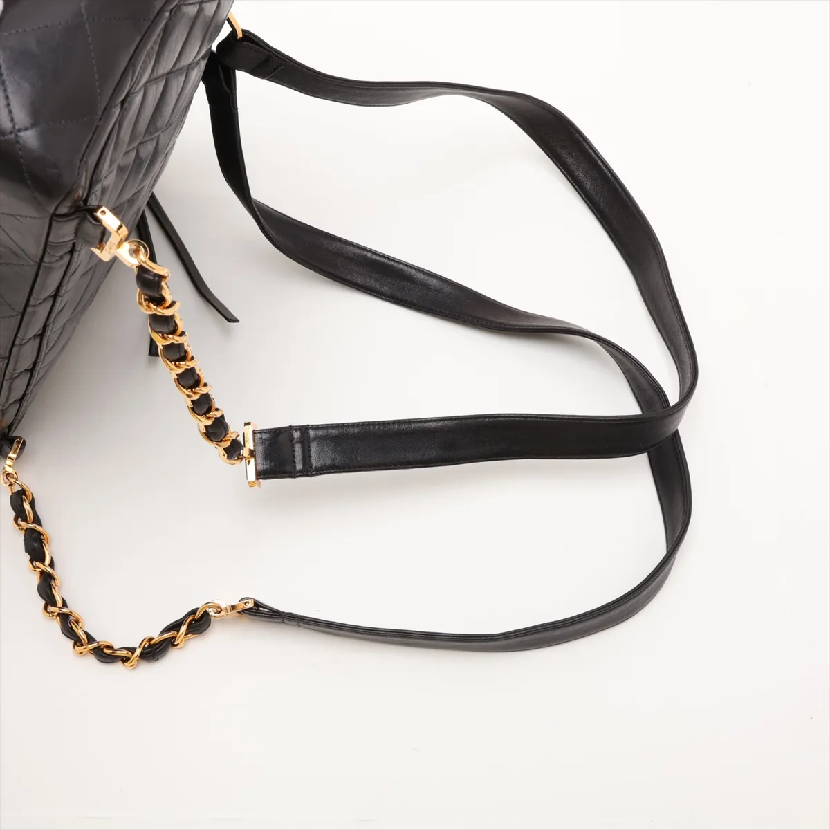 Matelassé Lambskin Chain Backpack, Black with Gold Hardware, Item Number 3731555 (Serial Number 3) — view 6