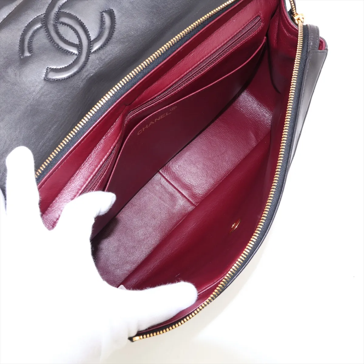 Matelassé Lambskin Chain Backpack, Black with Gold Hardware, Item Number 3731555 (Serial Number 3) — view 7