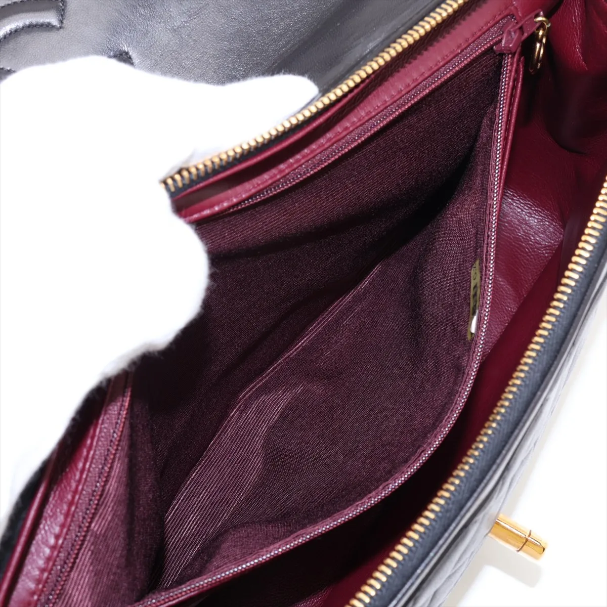 Matelassé Lambskin Chain Backpack, Black with Gold Hardware, Item Number 3731555 (Serial Number 3) — view 8
