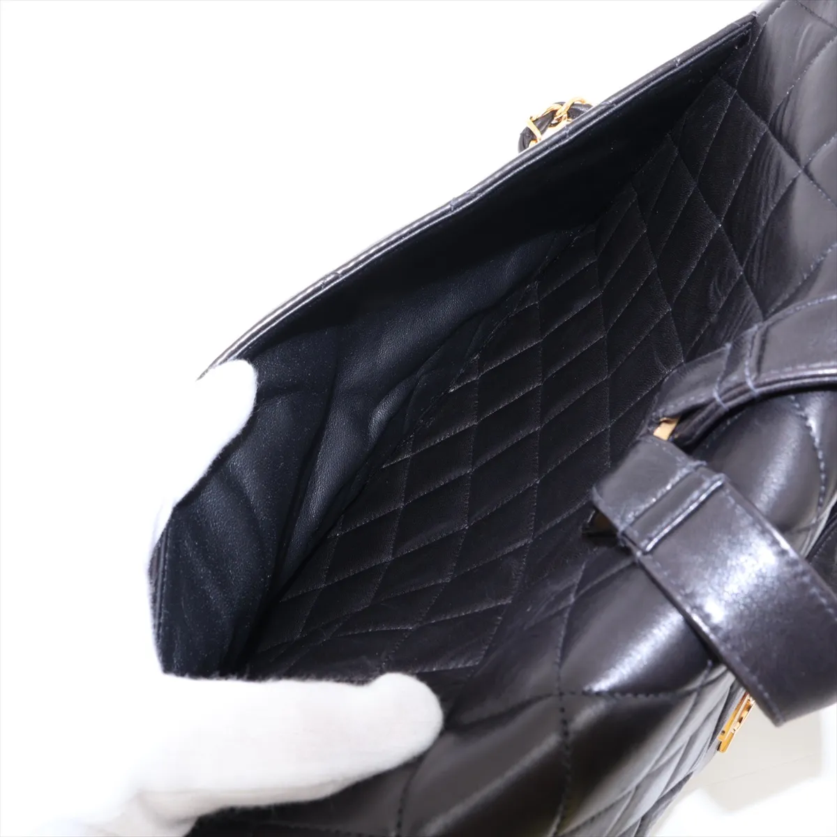 Matelassé Lambskin Chain Backpack, Black with Gold Hardware, Item Number 3731555 (Serial Number 3) — view 10