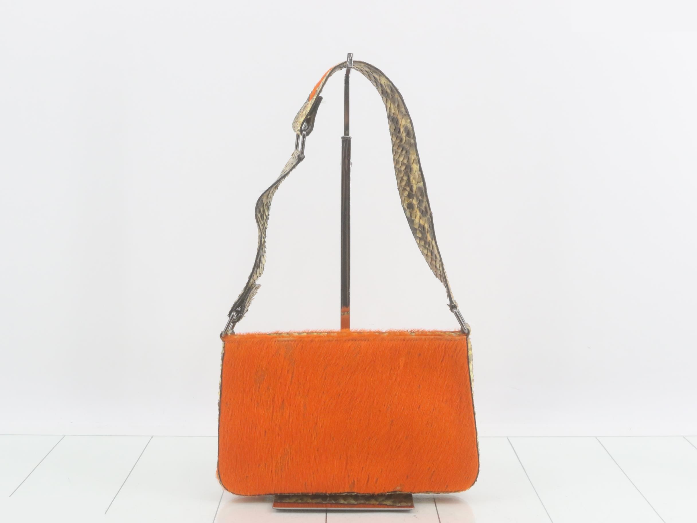 Calf hair python shoulder bag — view 2