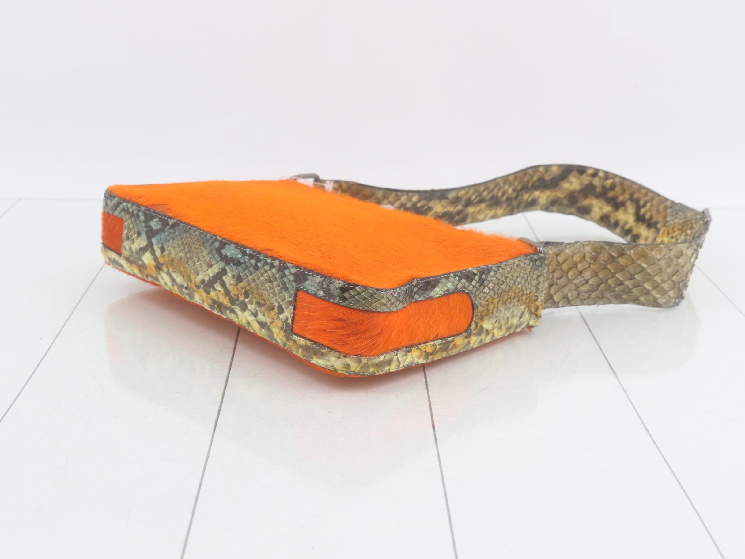 Calf hair python shoulder bag — view 6