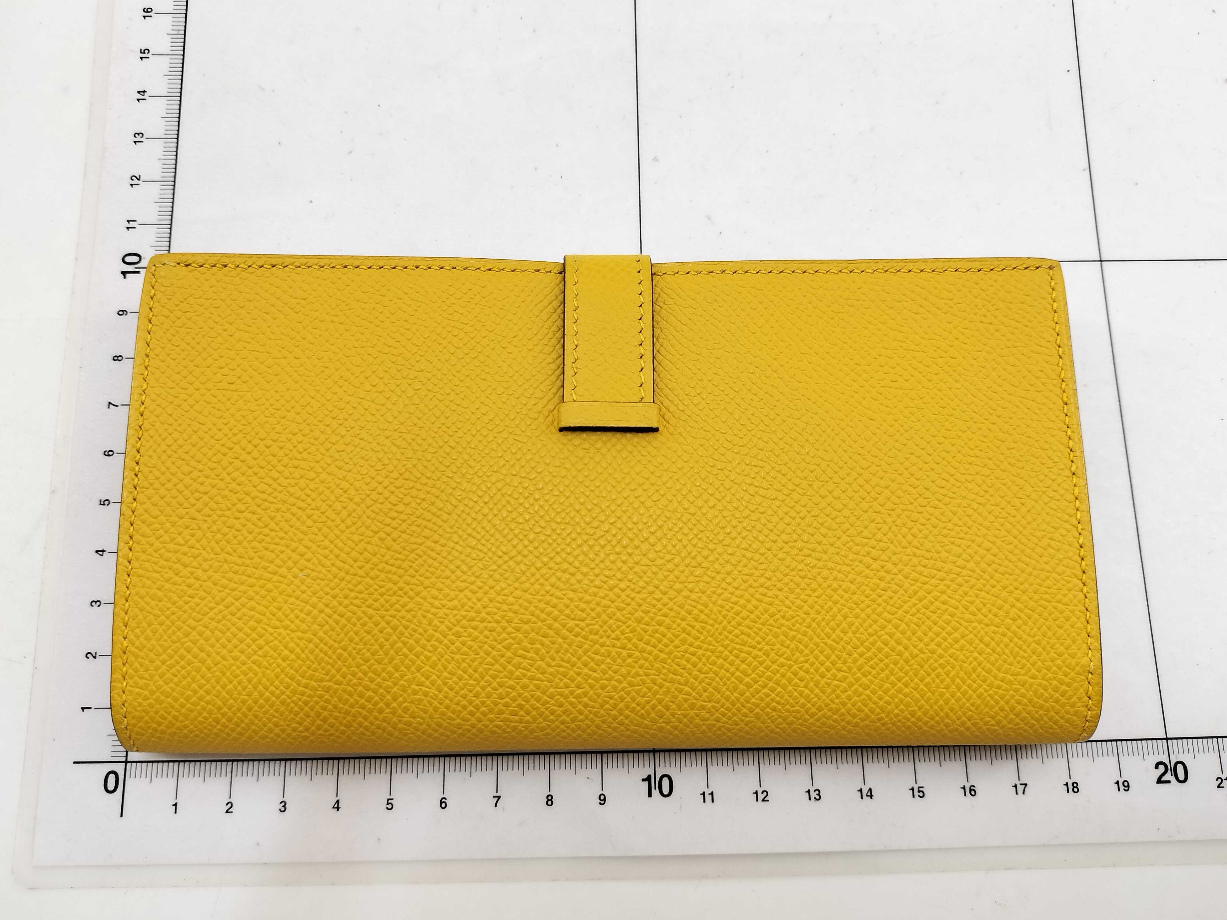Bearn Soufflé Jaune Ambre x Silver Hardware M Stamp Hermes Wallet — view 2