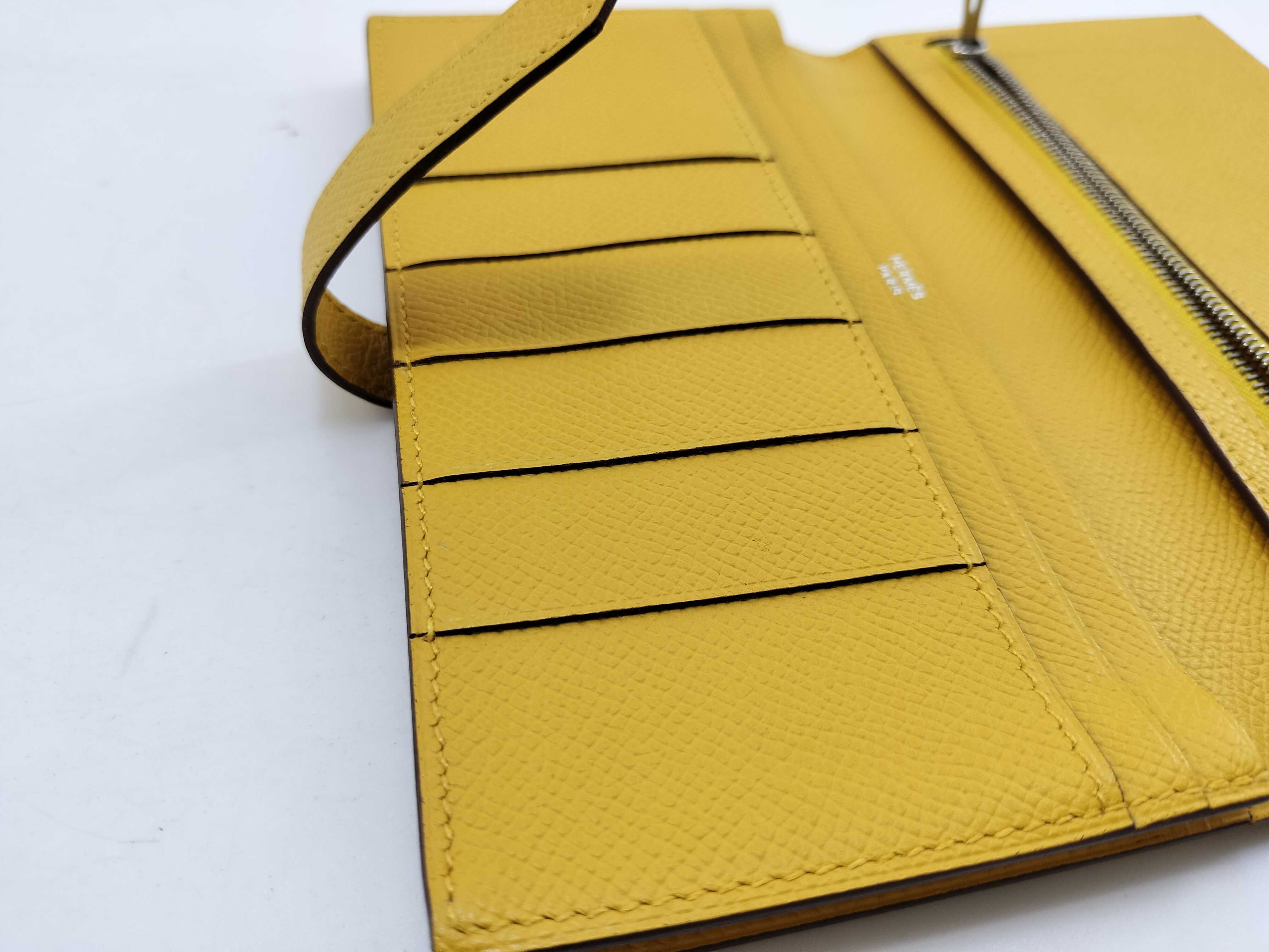Bearn Soufflé Jaune Ambre x Silver Hardware M Stamp Hermes Wallet — view 11