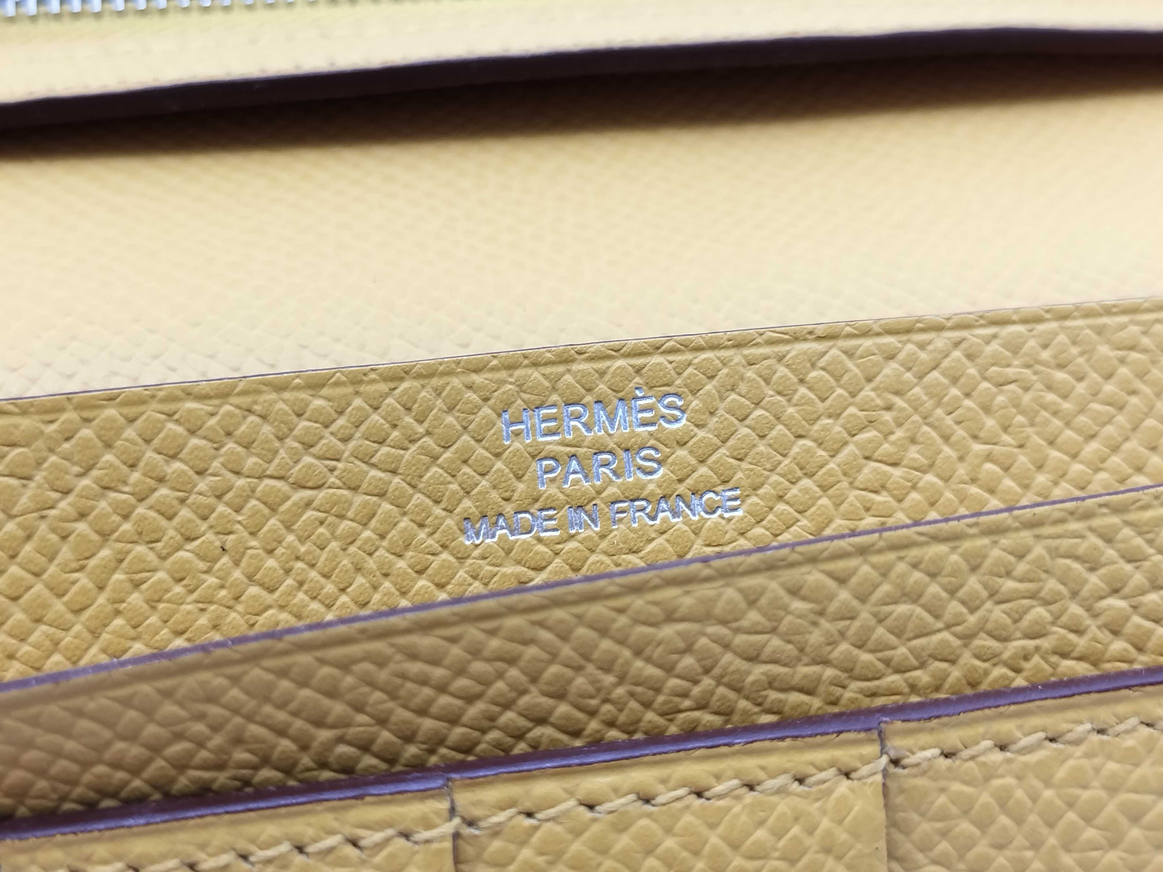 Bearn Soufflé Jaune Ambre x Silver Hardware M Stamp Hermes Wallet — view 12
