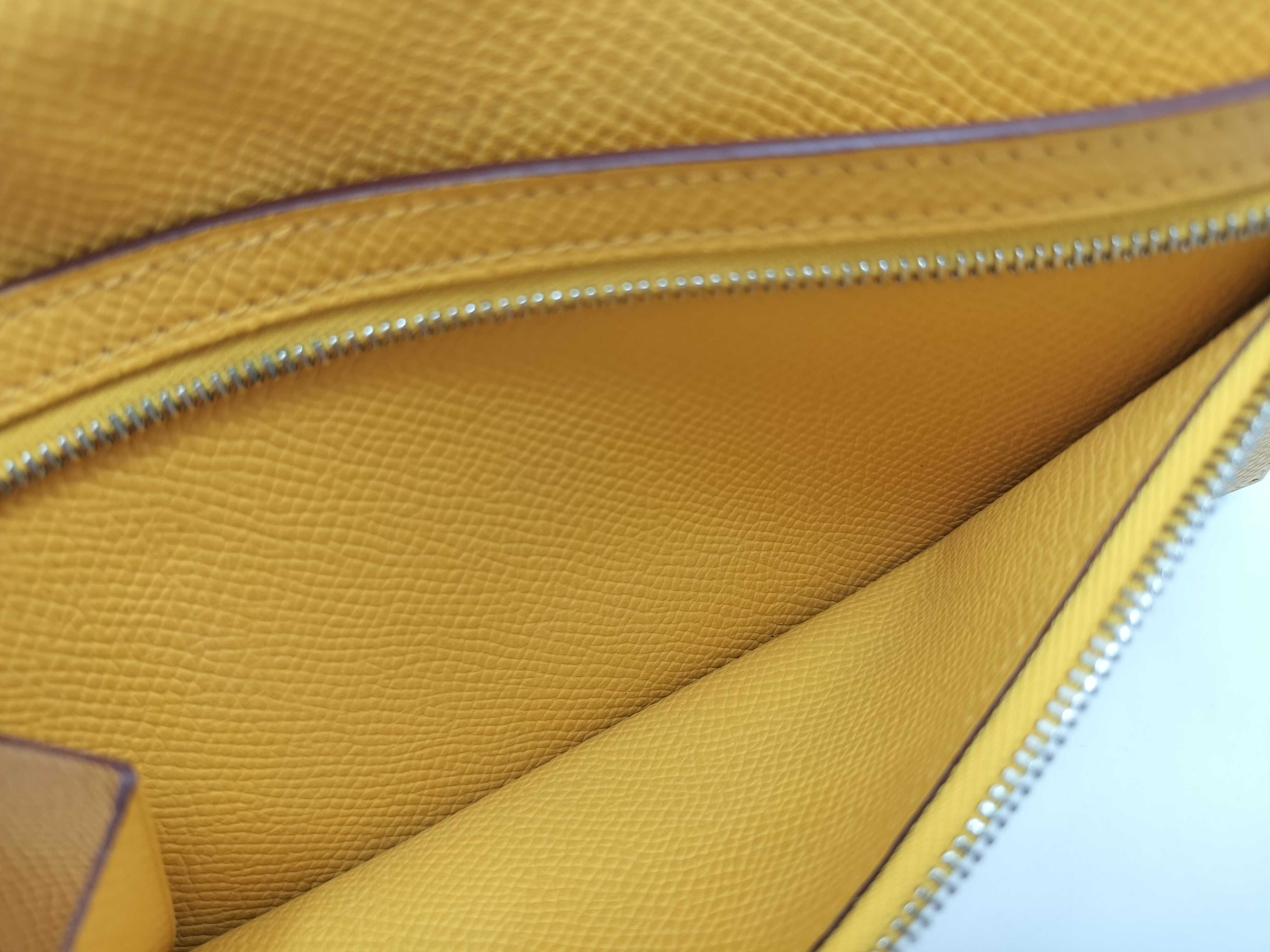 Bearn Soufflé Jaune Ambre x Silver Hardware M Stamp Hermes Wallet — view 13