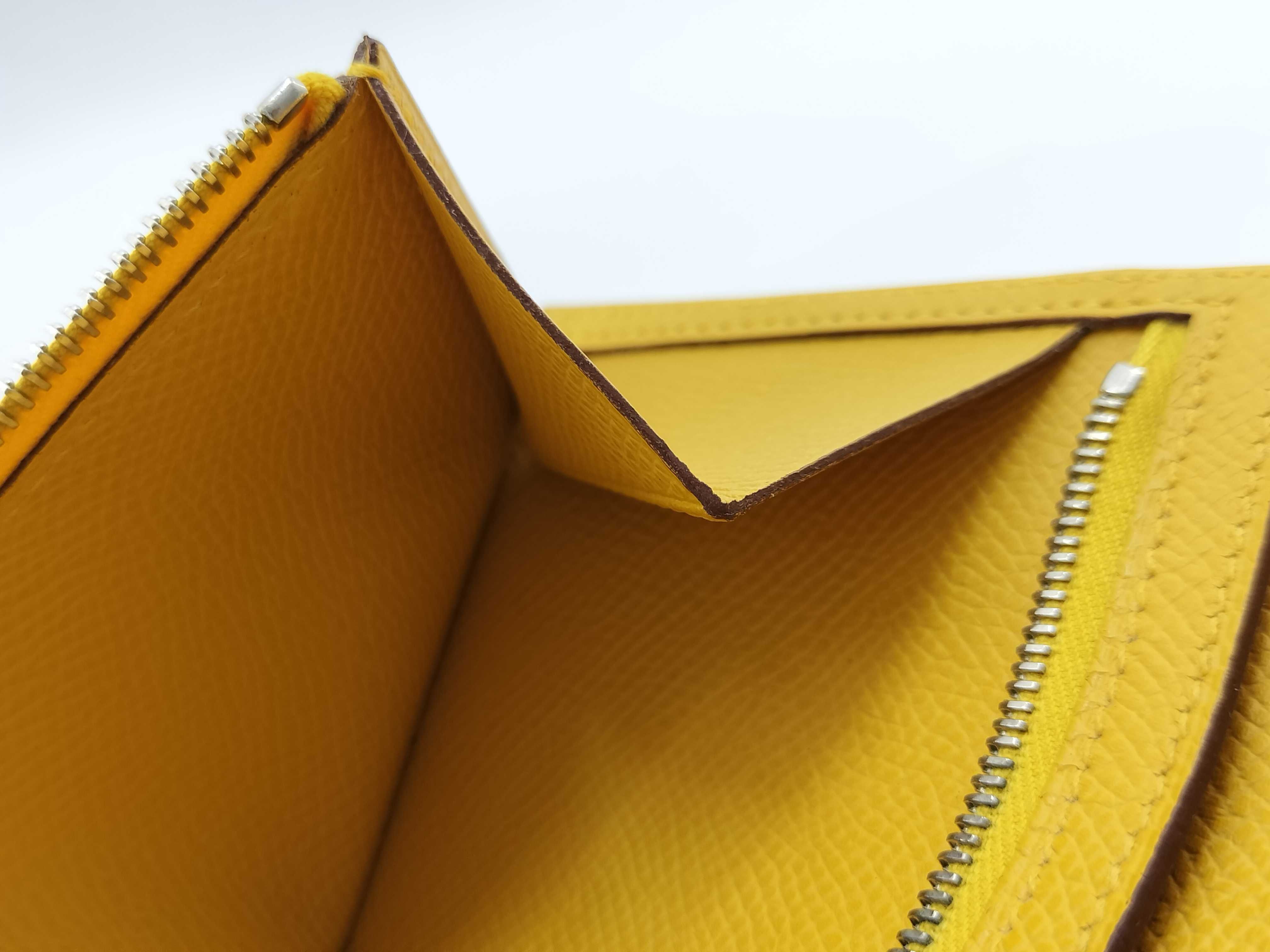 Bearn Soufflé Jaune Ambre x Silver Hardware M Stamp Hermes Wallet — view 14