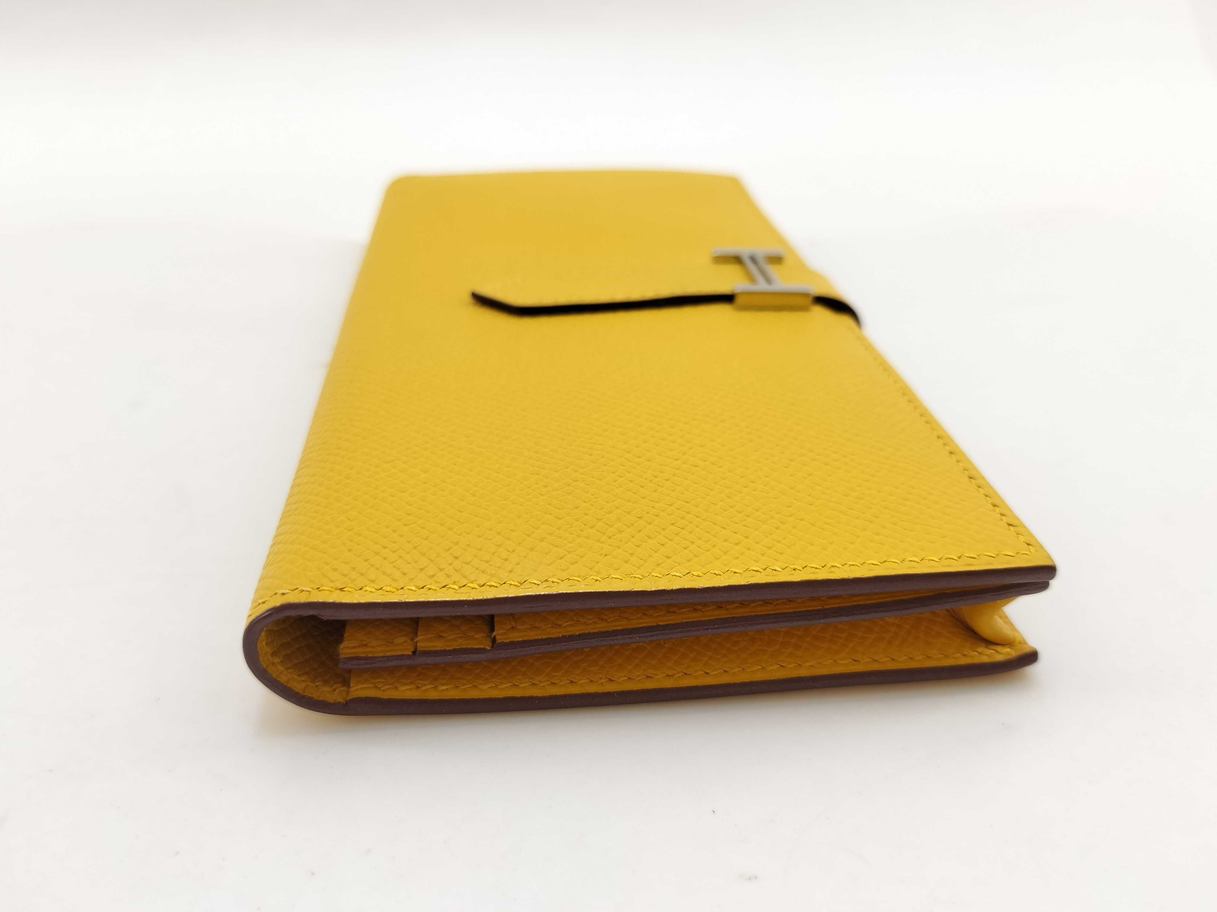 Bearn Soufflé Jaune Ambre x Silver Hardware M Stamp Hermes Wallet — view 3