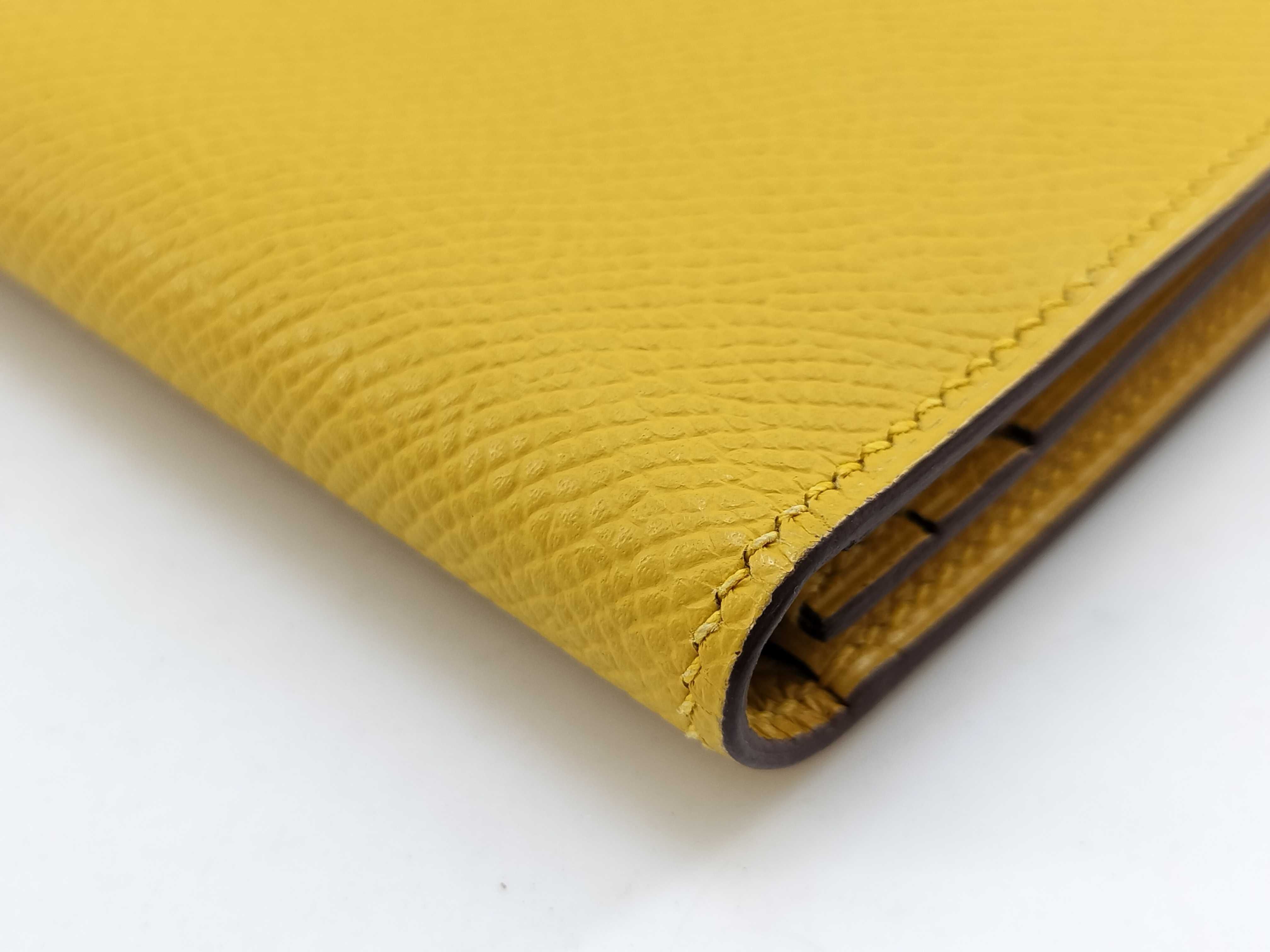 Bearn Soufflé Jaune Ambre x Silver Hardware M Stamp Hermes Wallet — view 4