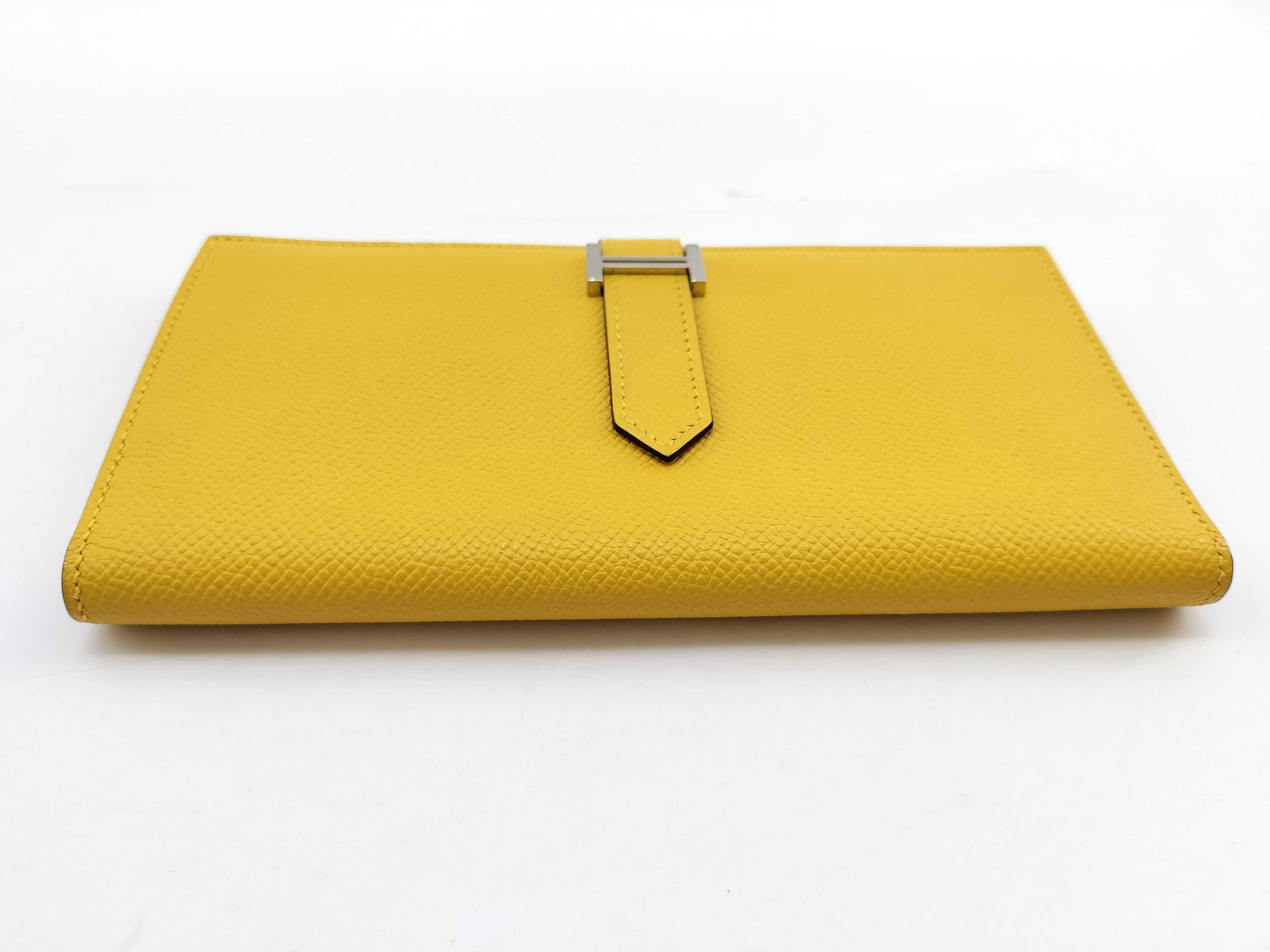 Bearn Soufflé Jaune Ambre x Silver Hardware M Stamp Hermes Wallet — view 5