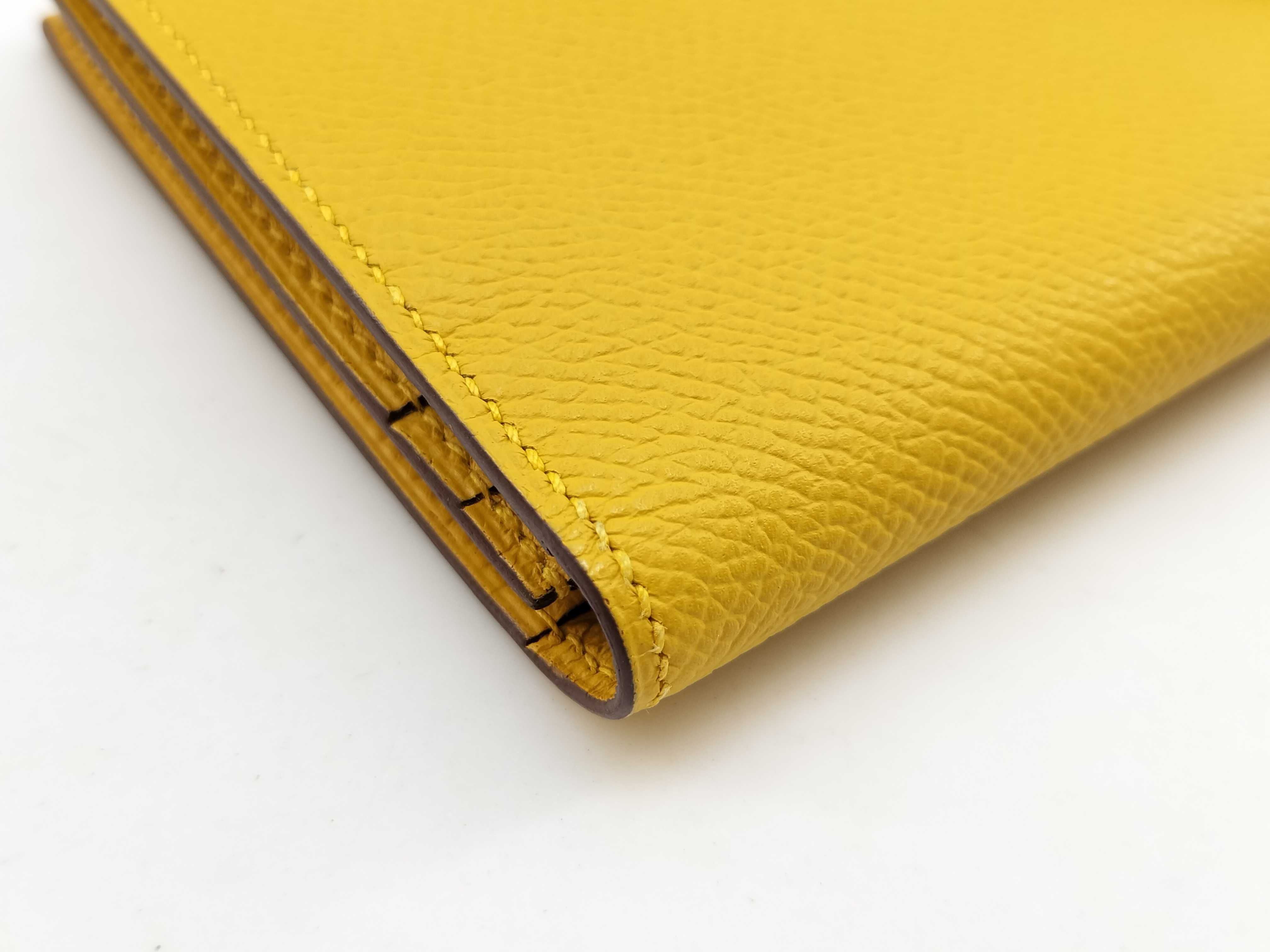 Bearn Soufflé Jaune Ambre x Silver Hardware M Stamp Hermes Wallet — view 6