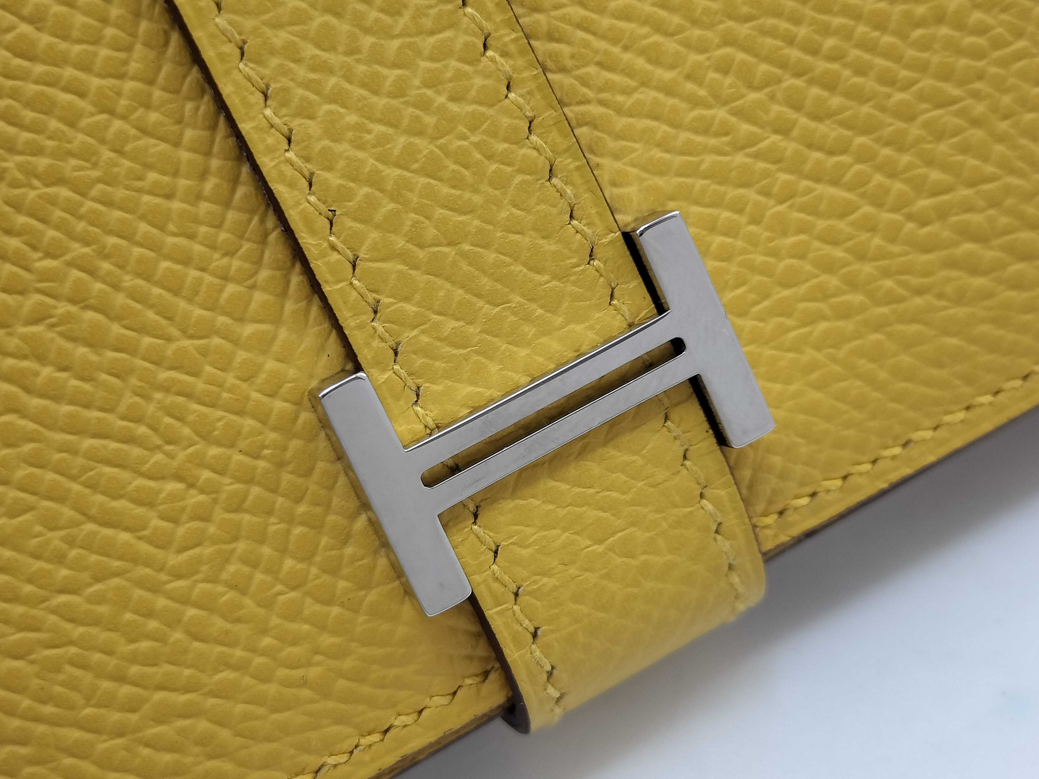 Bearn Soufflé Jaune Ambre x Silver Hardware M Stamp Hermes Wallet — view 7