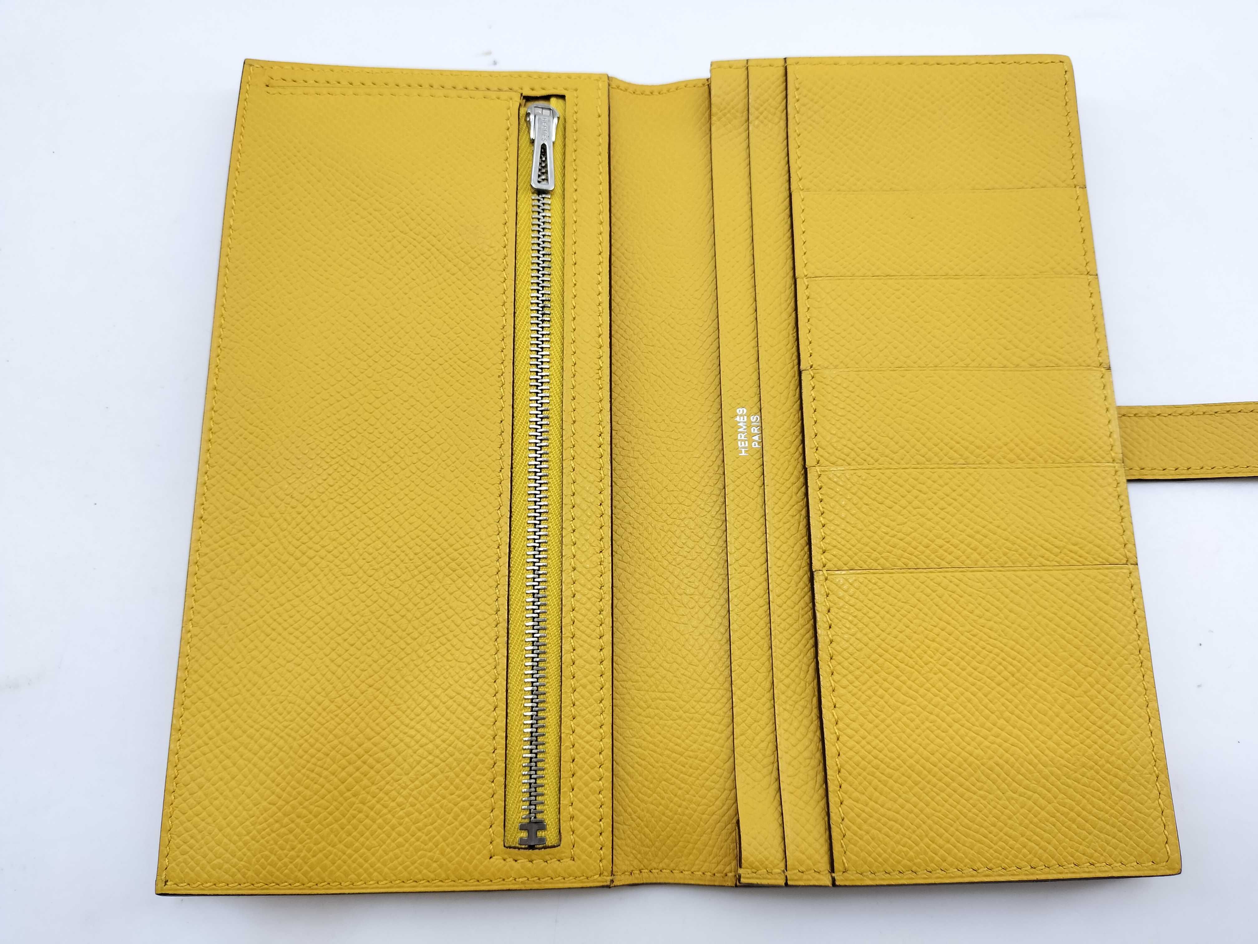 Bearn Soufflé Jaune Ambre x Silver Hardware M Stamp Hermes Wallet — view 9
