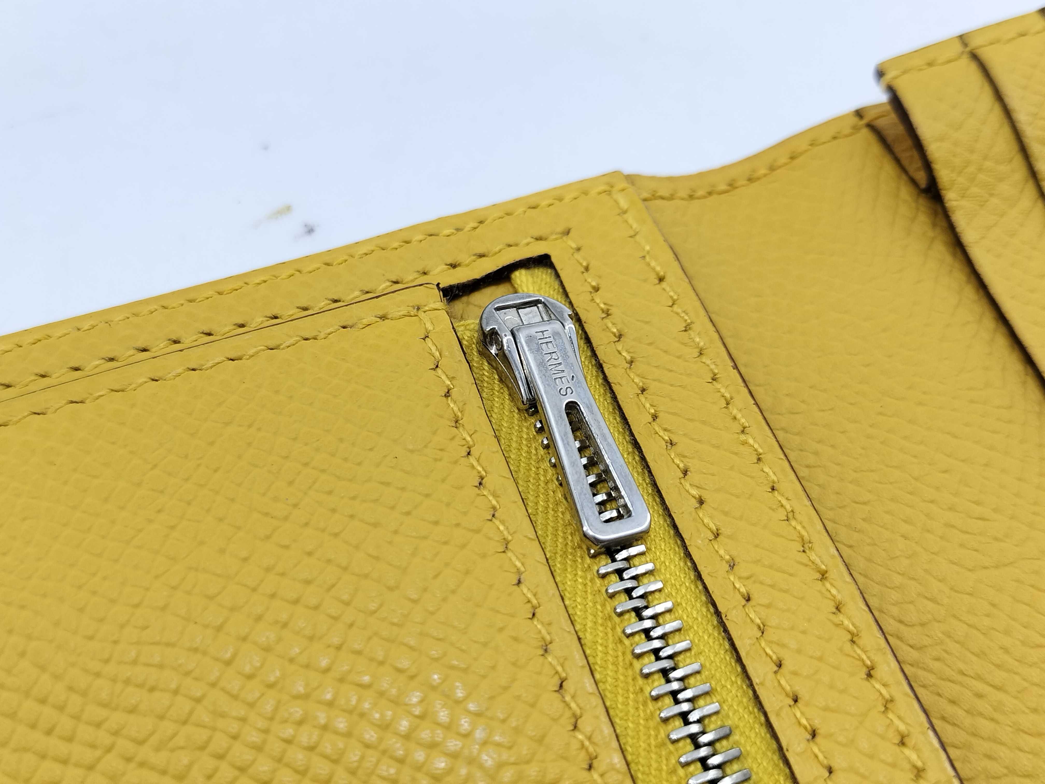 Bearn Soufflé Jaune Ambre x Silver Hardware M Stamp Hermes Wallet — view 10