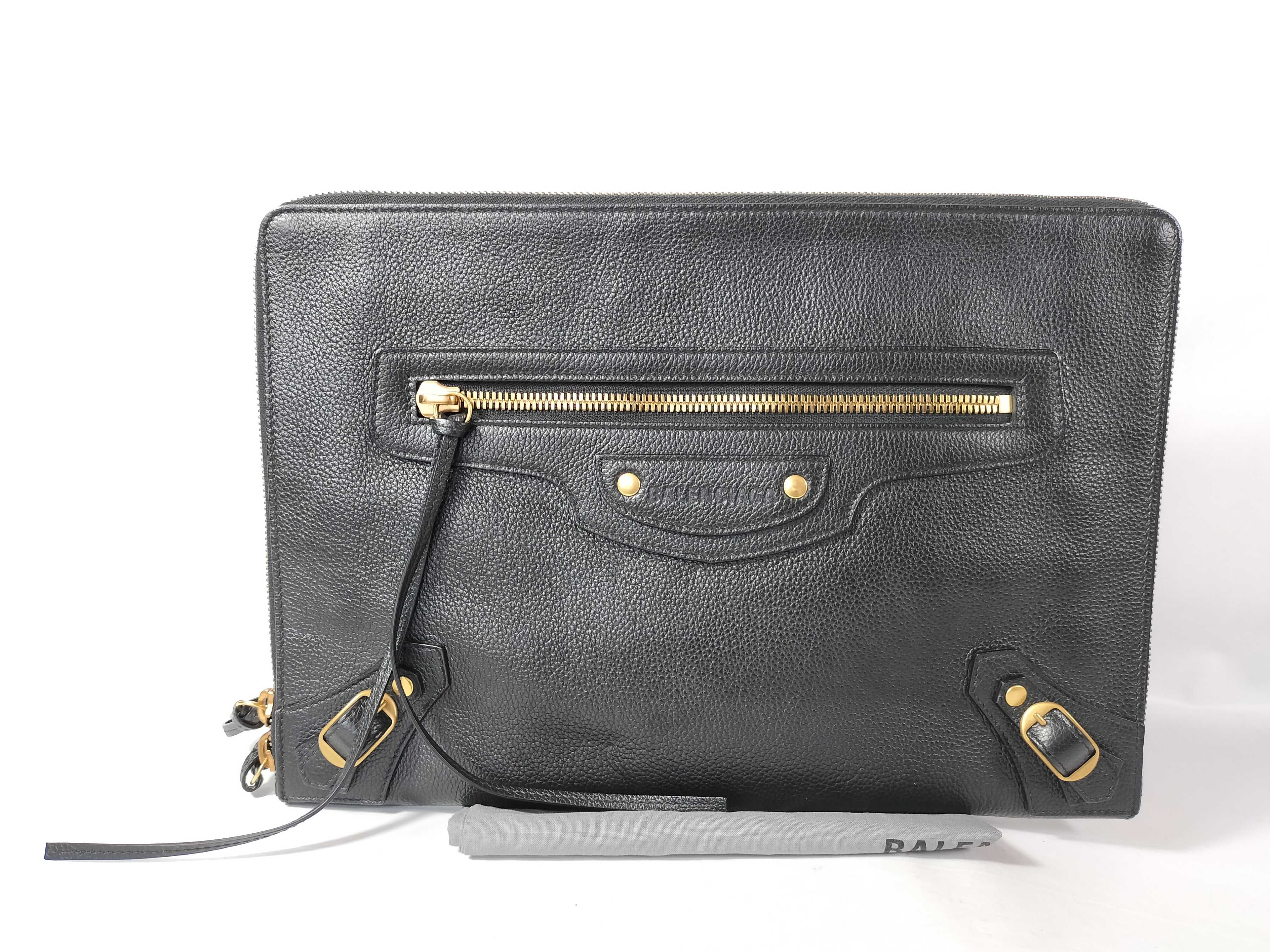 Neo Classic Black Leather Clutch Bag