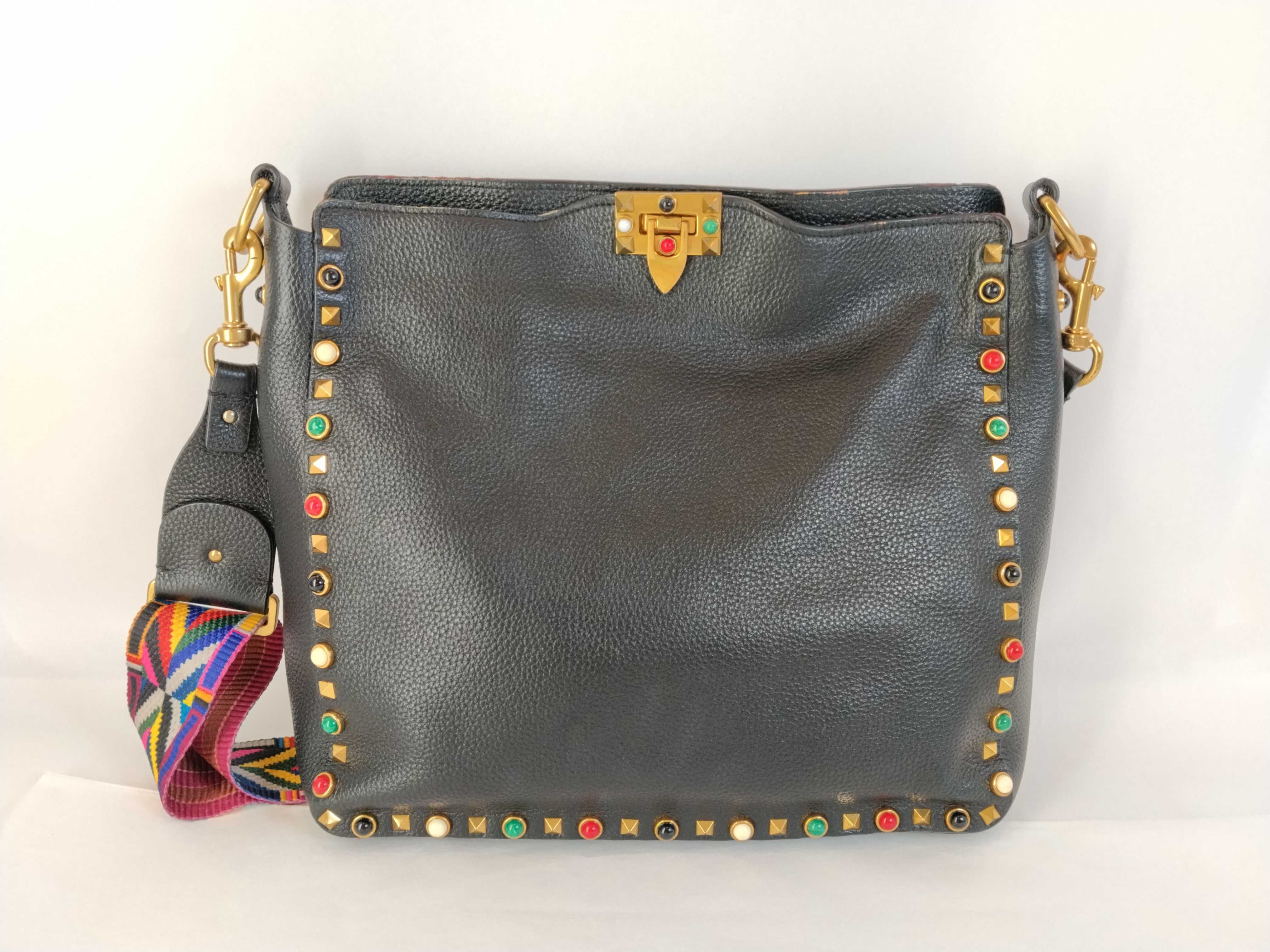 PH - Black Leather Studded Crossbody Bag (Shoulder Bag)