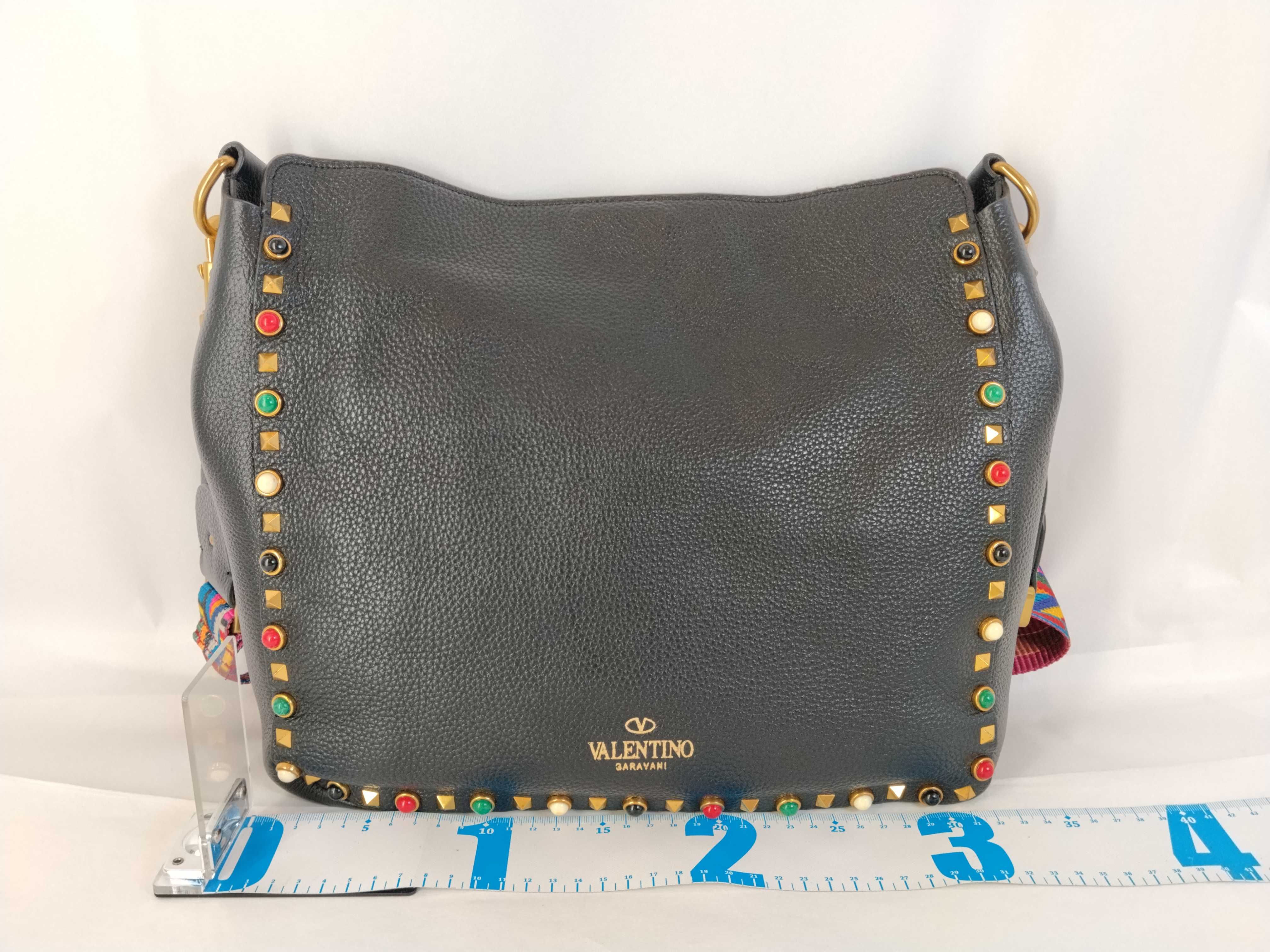 PH - Black Leather Studded Crossbody Bag (Shoulder Bag) — view 2