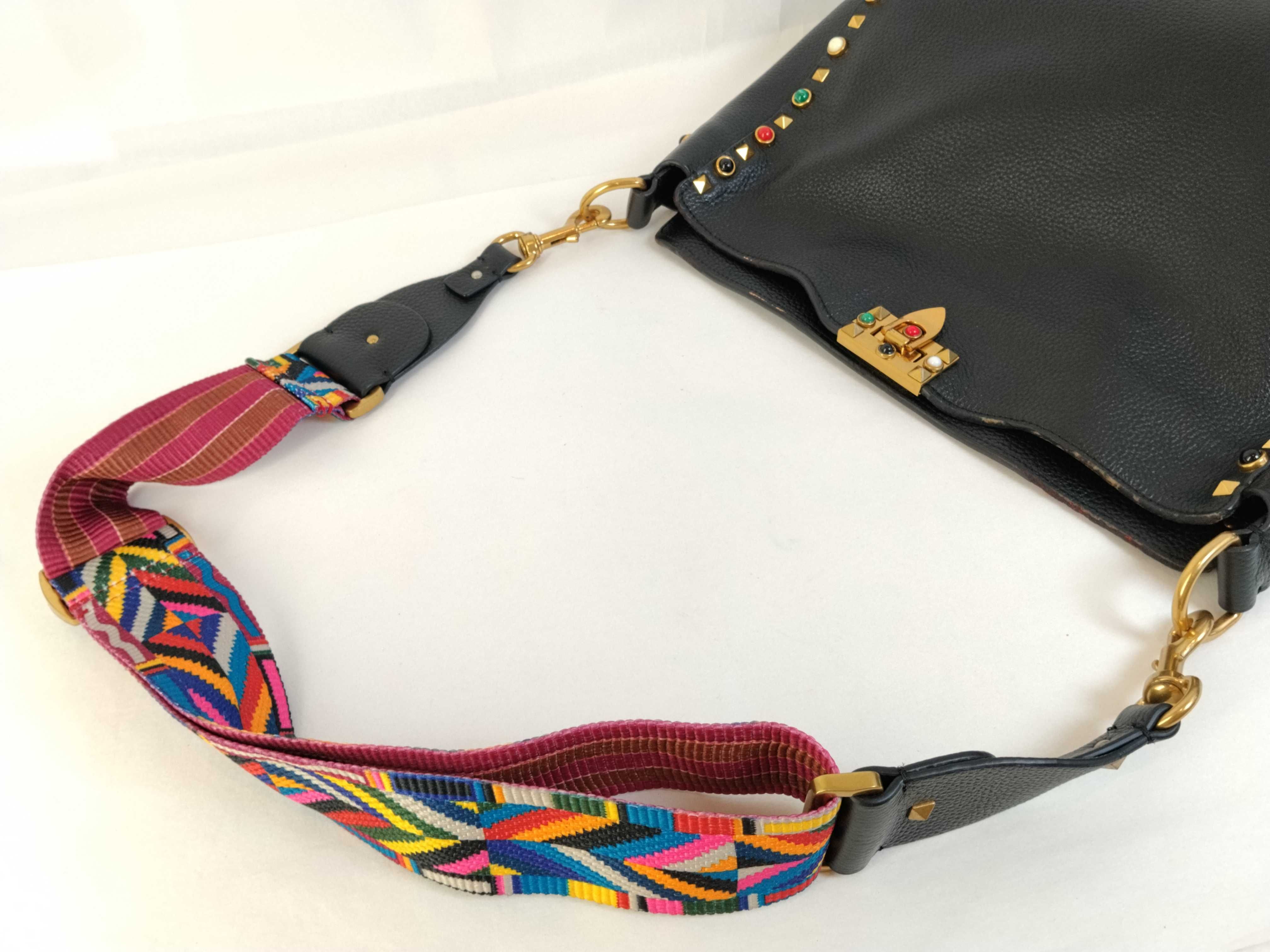 PH - Black Leather Studded Crossbody Bag (Shoulder Bag) — view 3