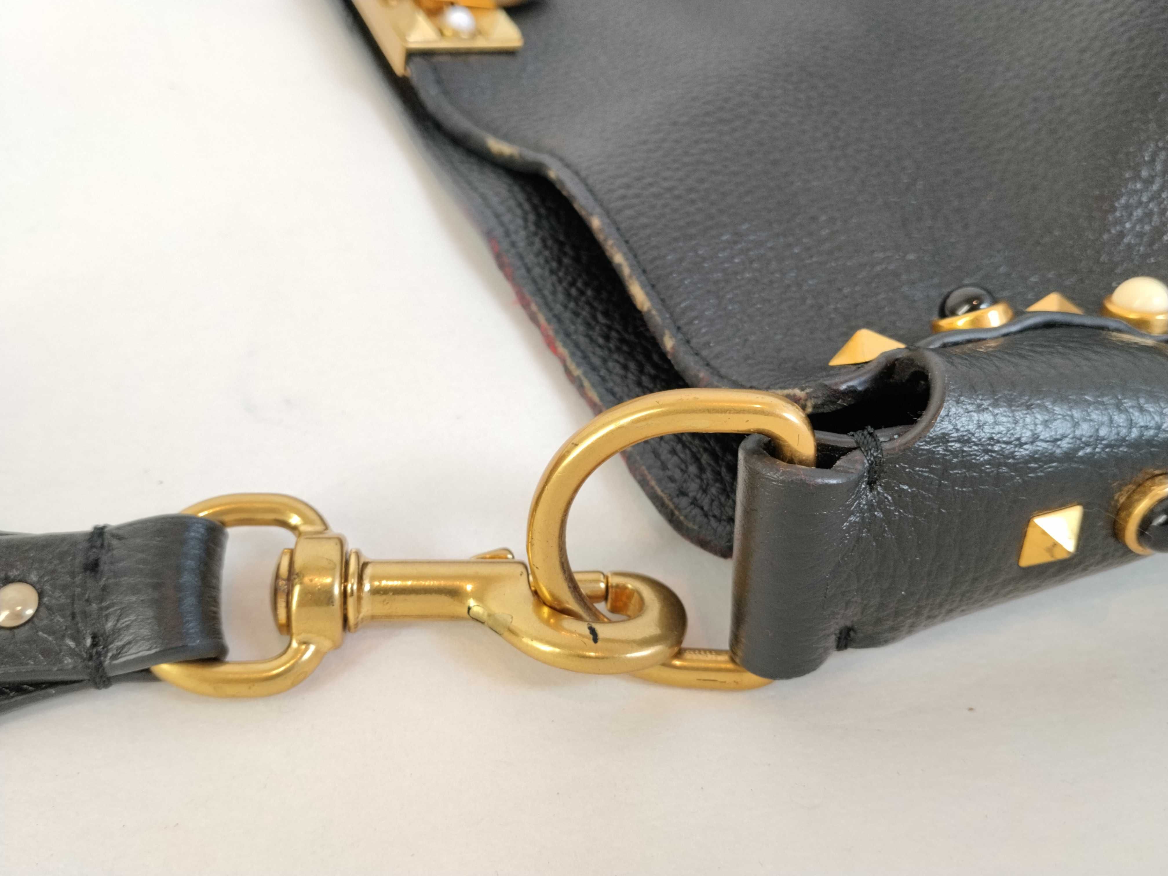 PH - Black Leather Studded Crossbody Bag (Shoulder Bag) — view 5