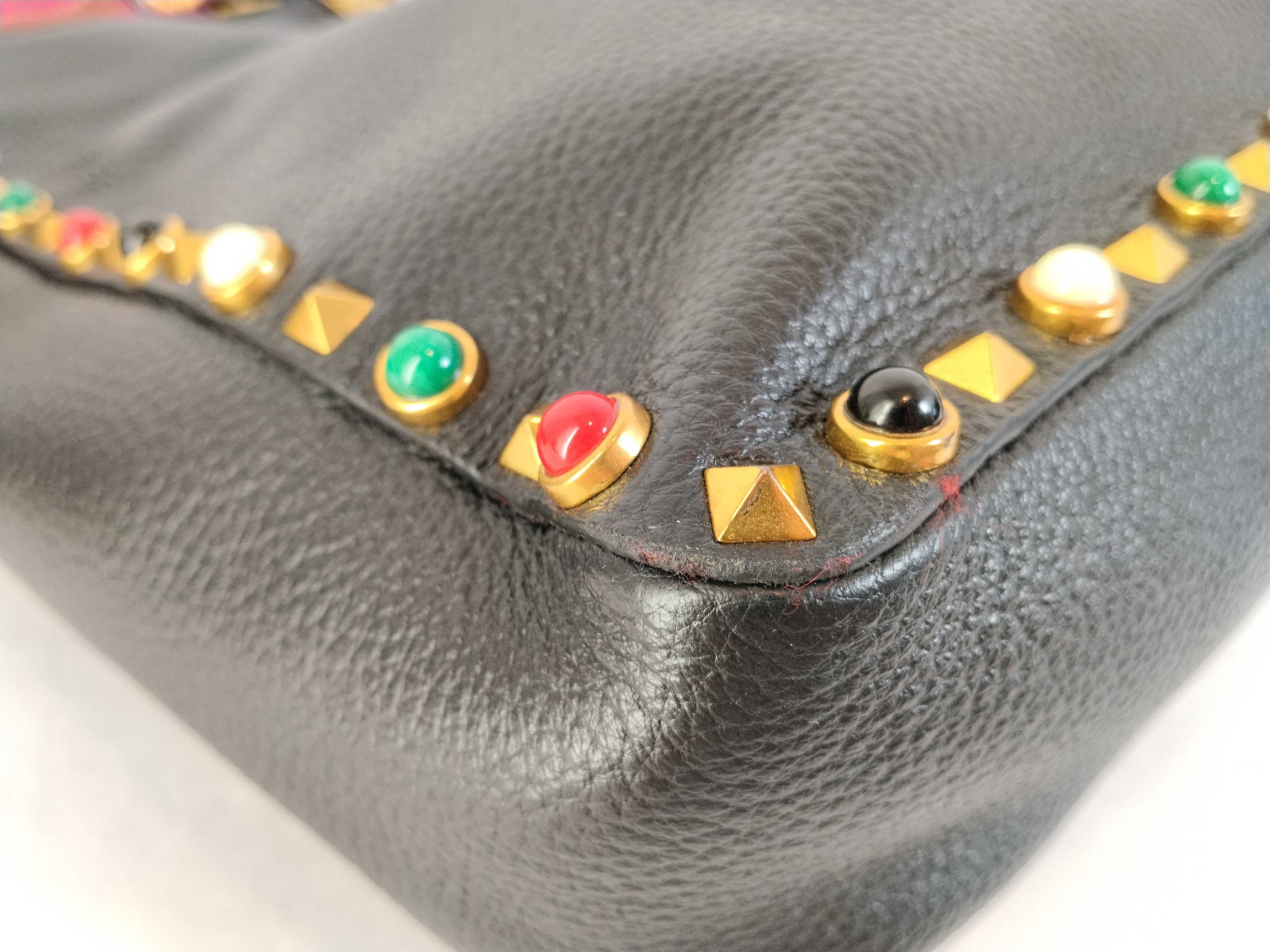 PH - Black Leather Studded Crossbody Bag (Shoulder Bag) — view 6