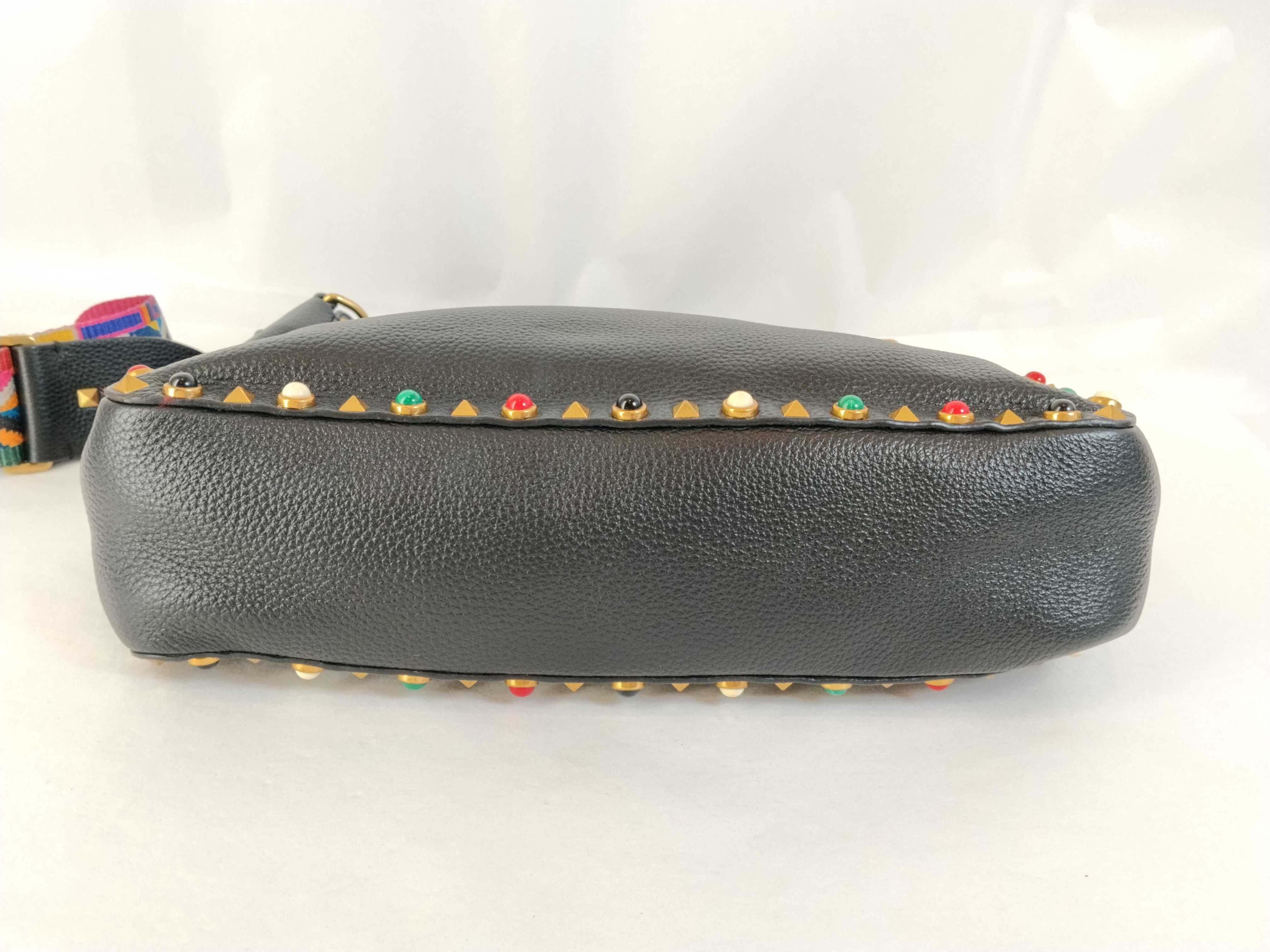 PH - Black Leather Studded Crossbody Bag (Shoulder Bag) — view 7