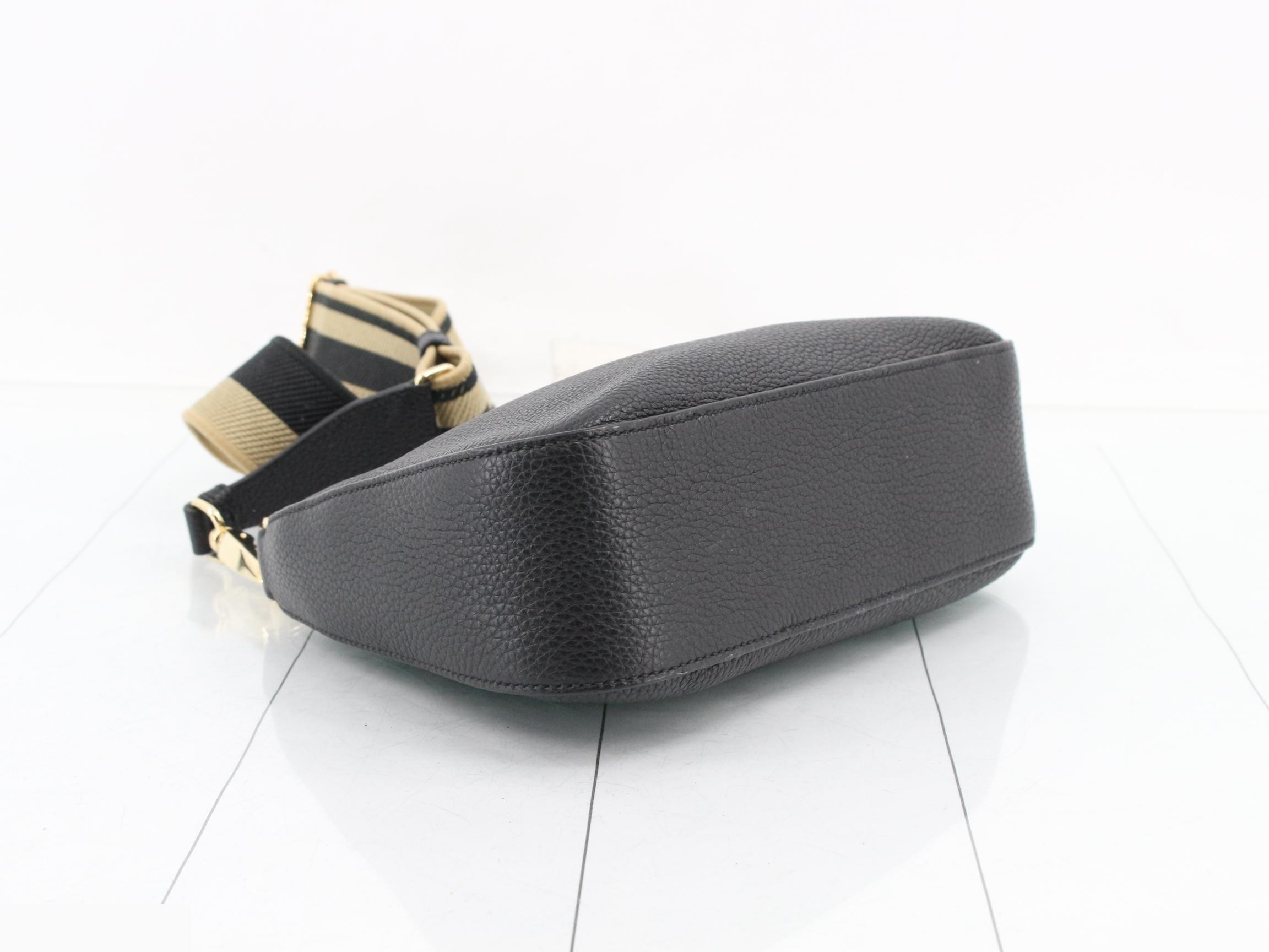 Leather, Gold Hardware, 2-Way Shoulder Bag, Black — view 5