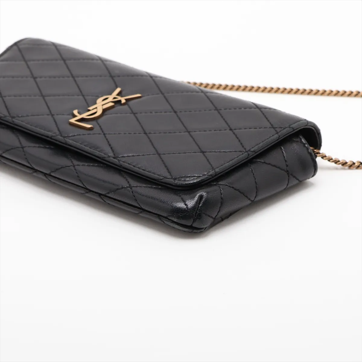 Gabby 742579 Leather Chain Shoulder Bag, Black — view 3