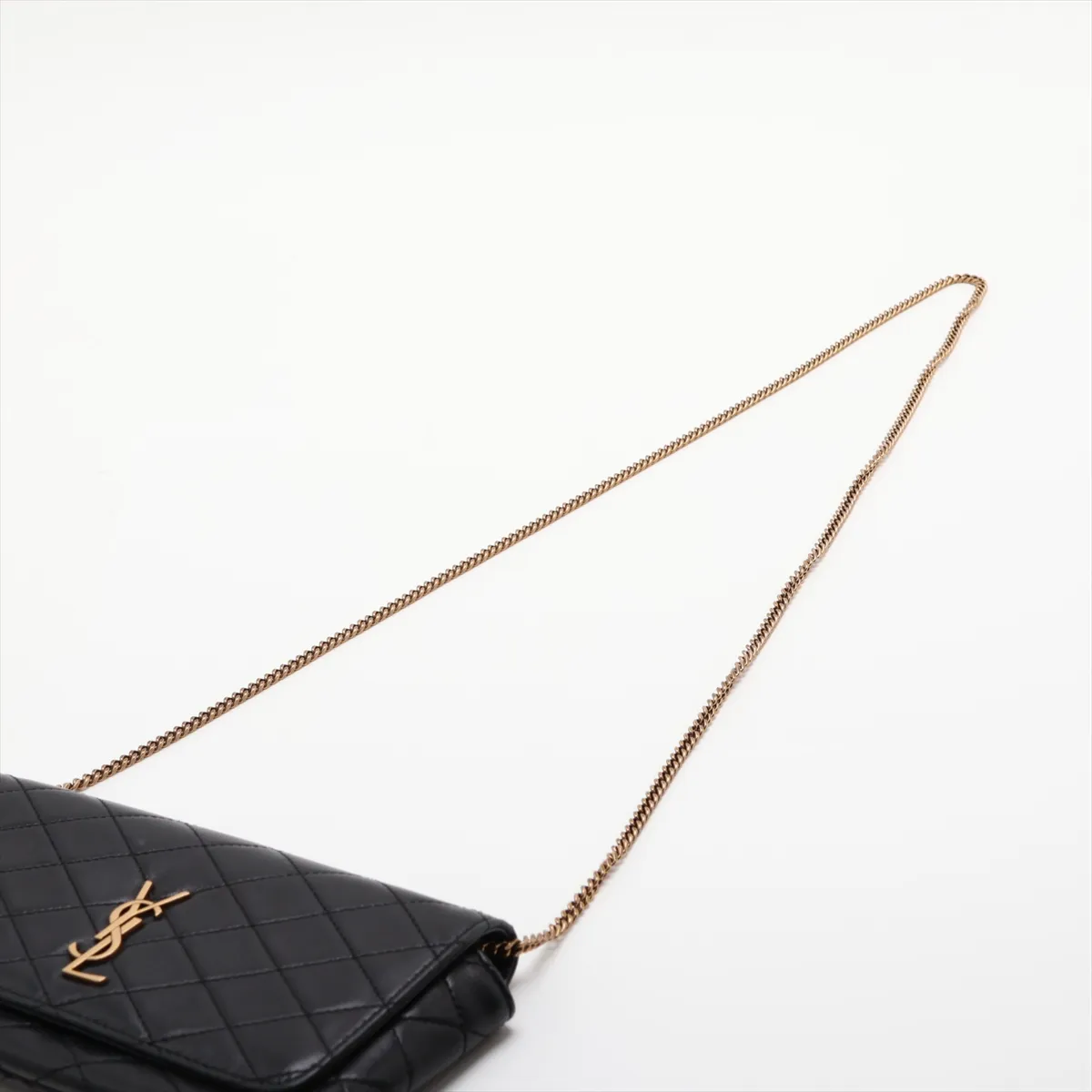 Gabby 742579 Leather Chain Shoulder Bag, Black — view 5