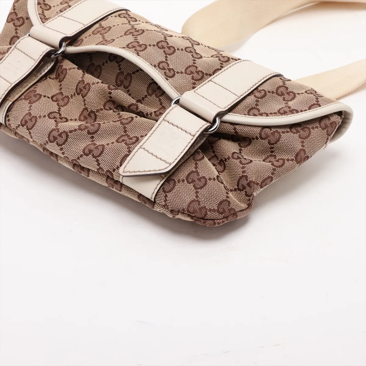 GG Canvas x Leather Waist Pouch Beige 145851 — view 3