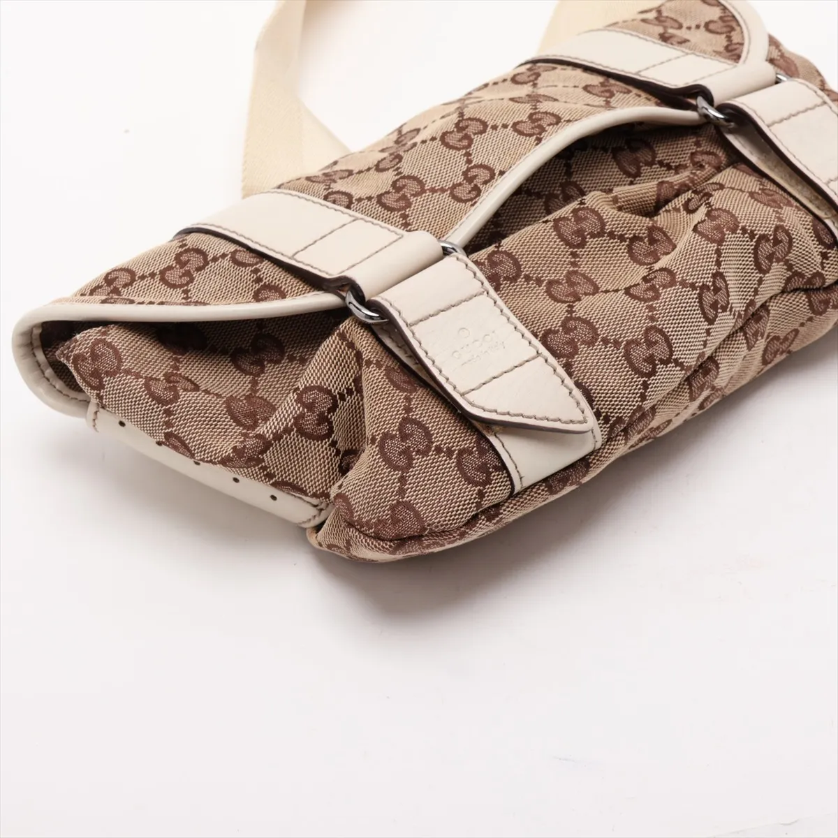 GG Canvas x Leather Waist Pouch Beige 145851 — view 4