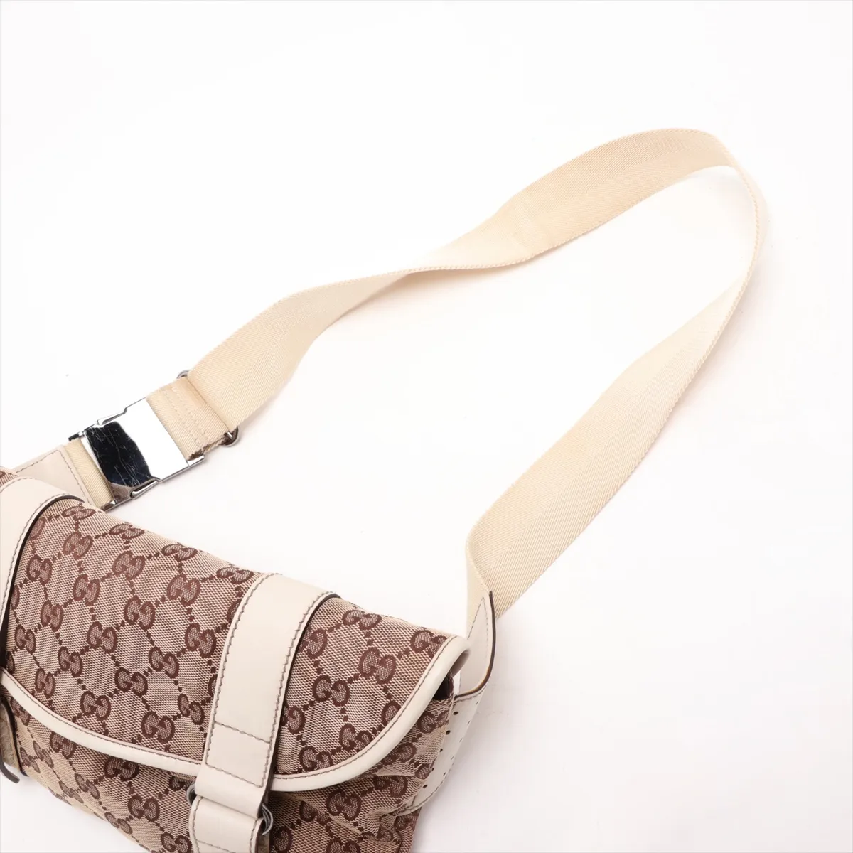 GG Canvas x Leather Waist Pouch Beige 145851 — view 5