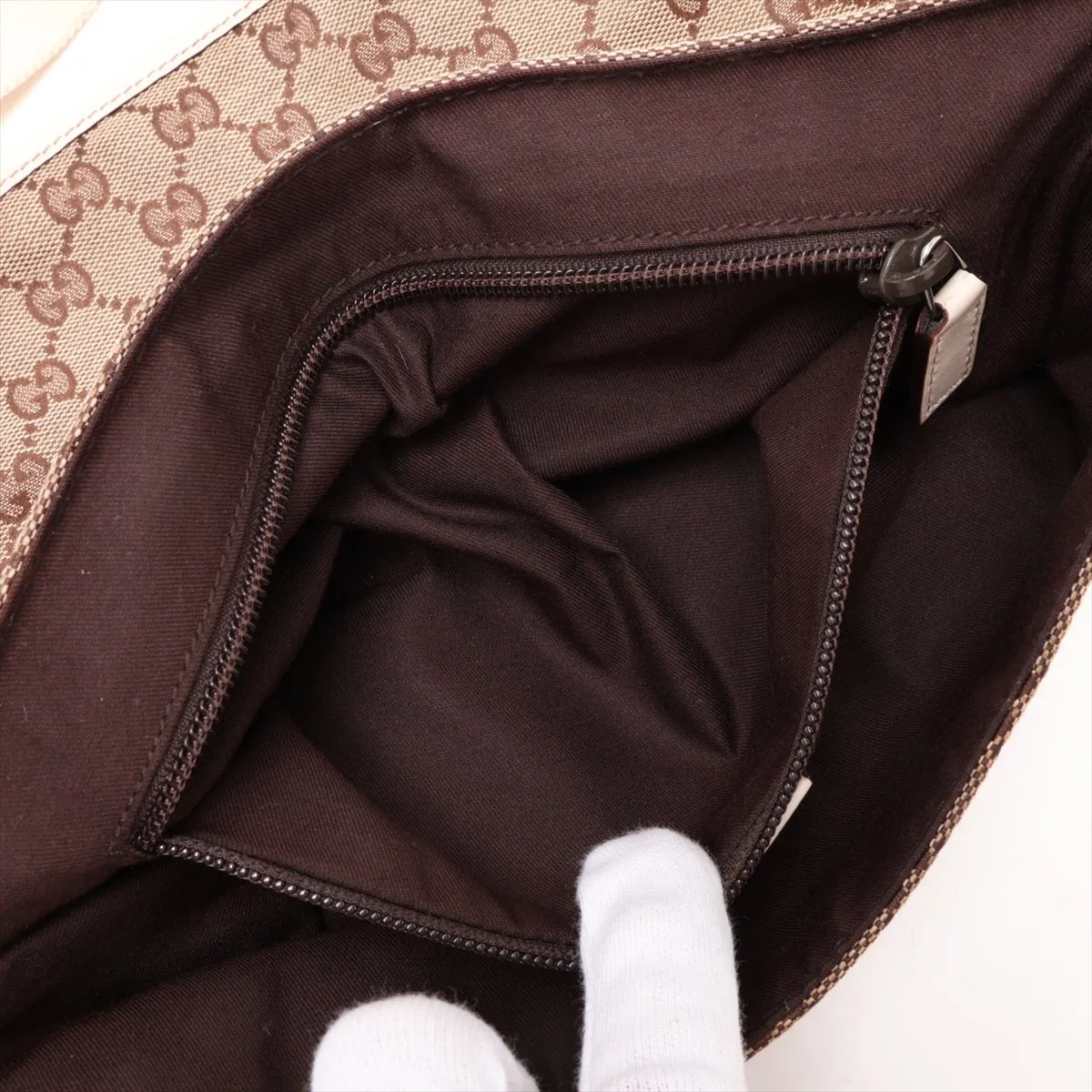 GG Canvas x Leather Waist Pouch Beige 145851 — view 7