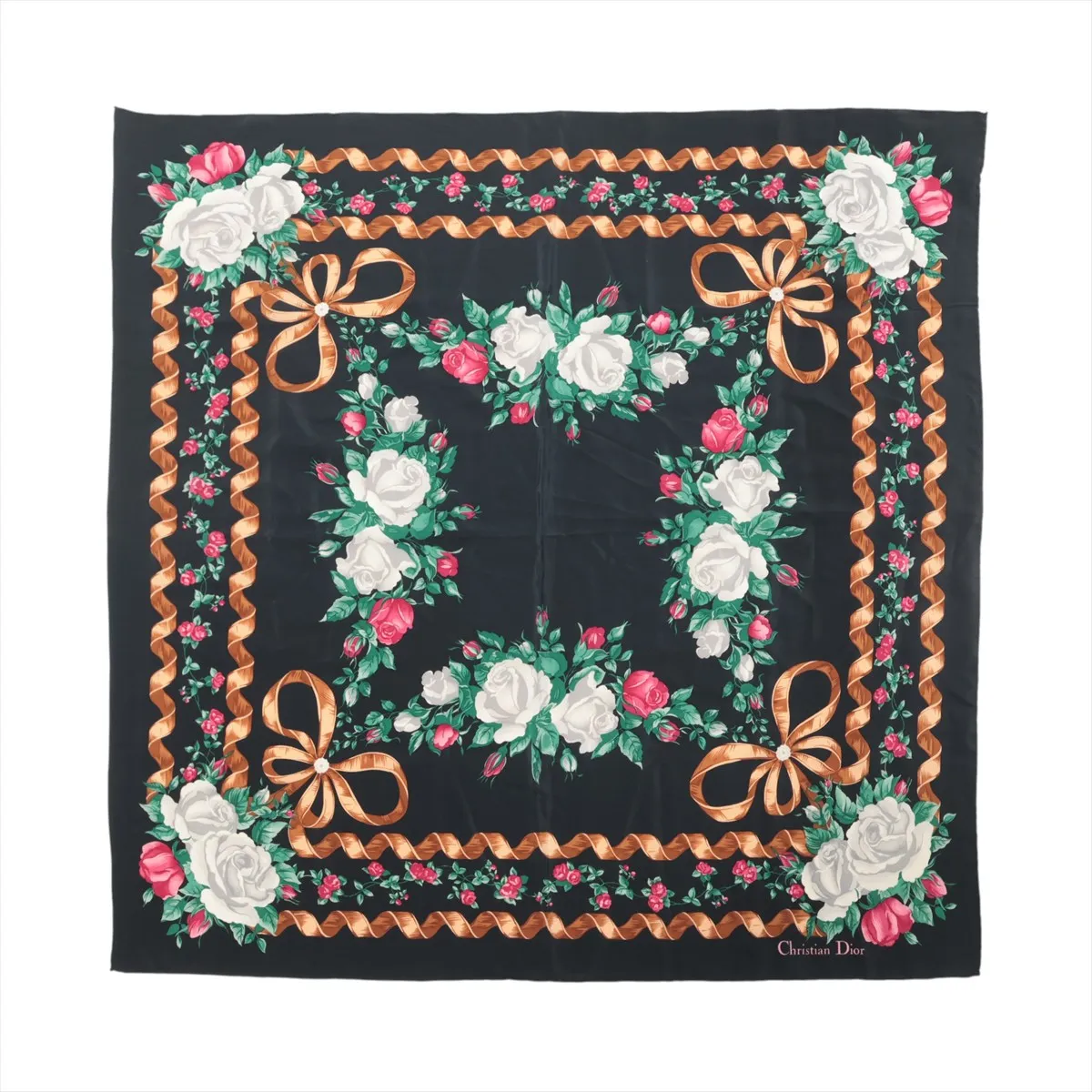 Scarf Silk Black x White Thread Fuzz Thread
