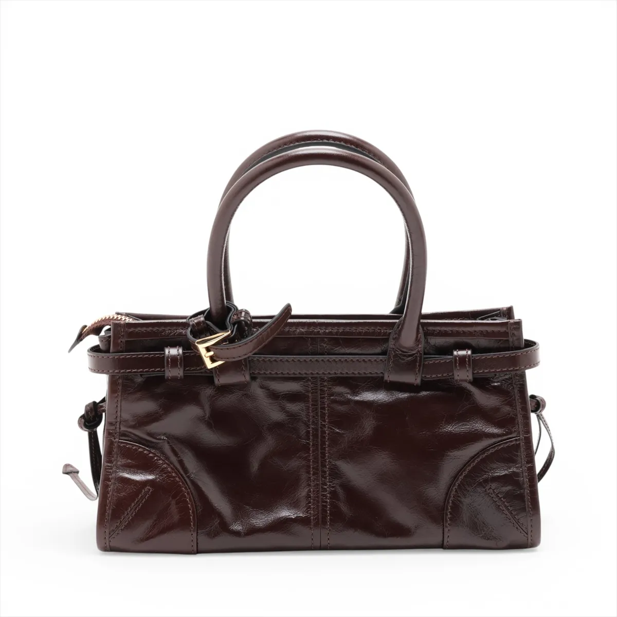 Bonnie Mini Leather 2-Way Handbag, Brown — view 2