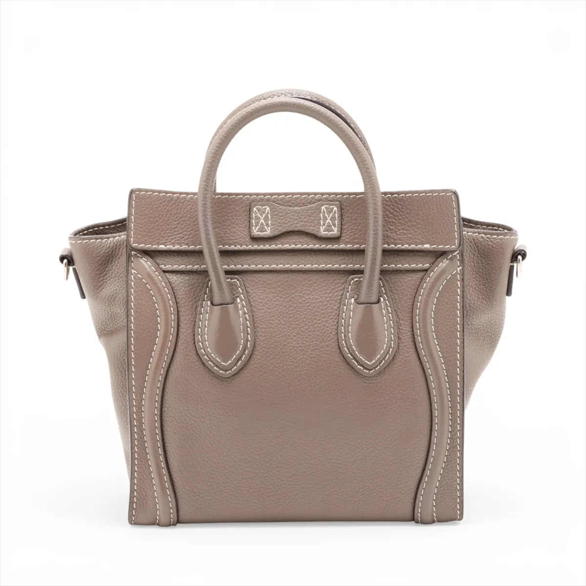 Luggage Nano Shopper Leather 2-Way Handbag, Greige — view 2