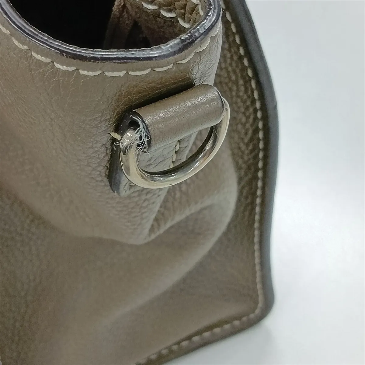 Luggage Nano Shopper Leather 2-Way Handbag, Greige — view 12