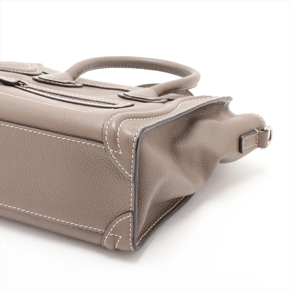 Luggage Nano Shopper Leather 2-Way Handbag, Greige — view 3