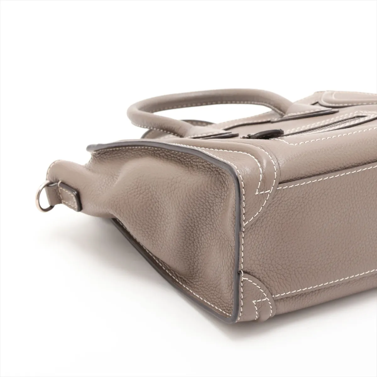 Luggage Nano Shopper Leather 2-Way Handbag, Greige — view 4