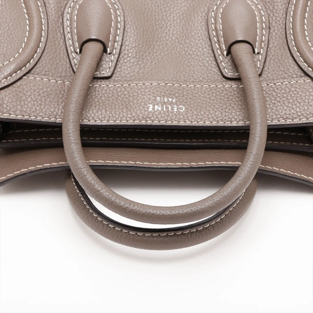 Luggage Nano Shopper Leather 2-Way Handbag, Greige — view 5