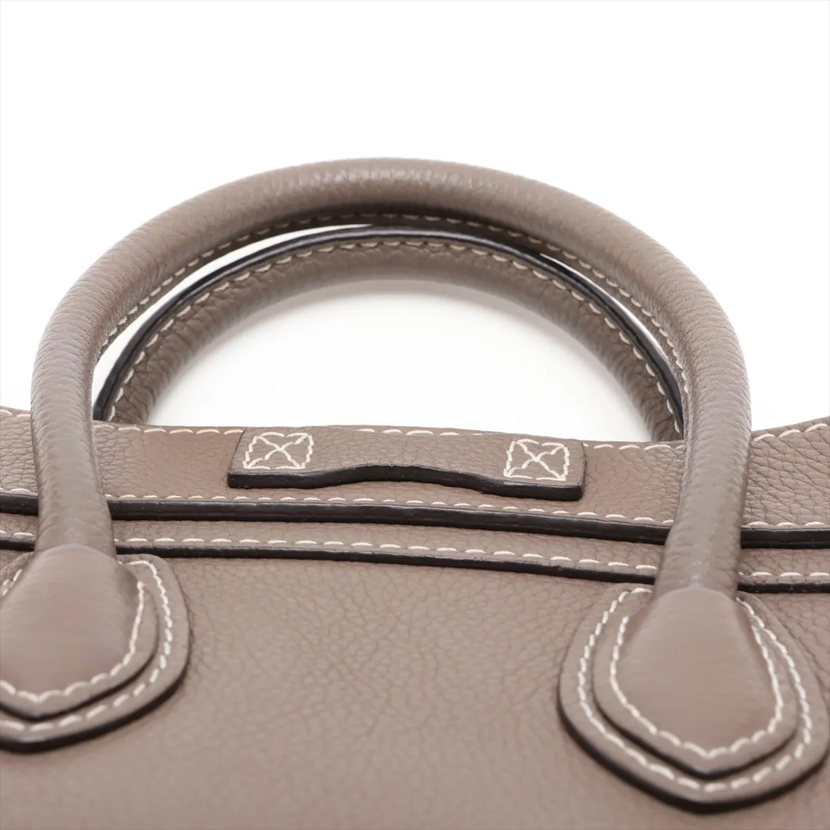 Luggage Nano Shopper Leather 2-Way Handbag, Greige — view 6